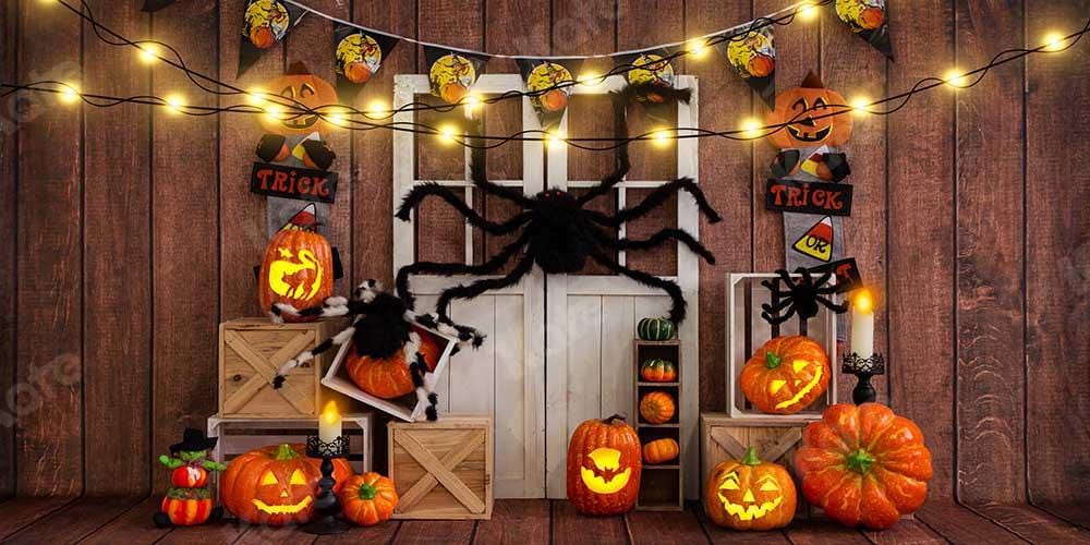 Kate Halloween Pumpkin Spider Thanksgiving Backdrop Designed by Emetselch - Kate Backdrop AU