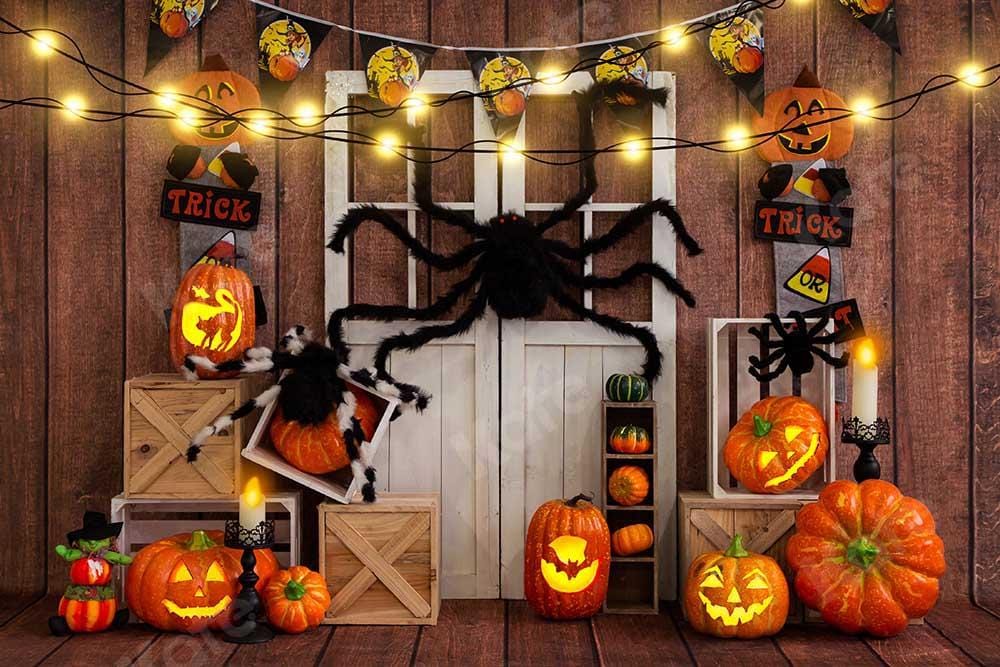Kate Halloween Pumpkin Spider Thanksgiving Backdrop Designed by Emetselch - Kate Backdrop AU
