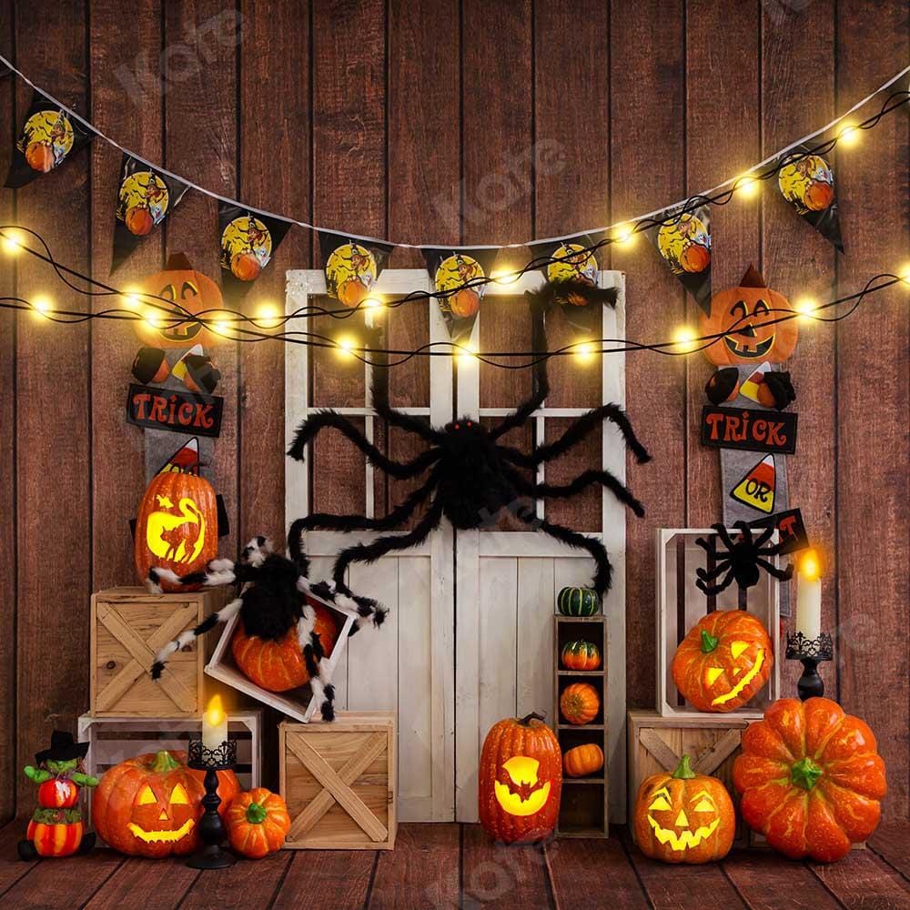Kate Halloween Pumpkin Spider Thanksgiving Backdrop Designed by Emetselch - Kate Backdrop AU
