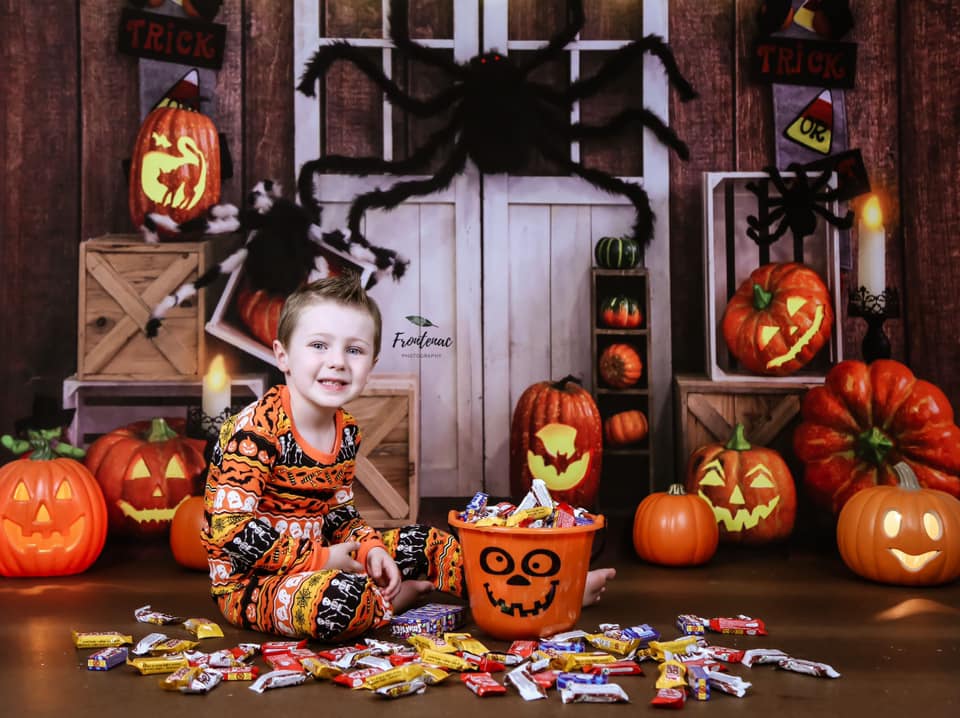 Kate Halloween Pumpkin Spider Thanksgiving Backdrop Designed by Emetselch - Kate Backdrop AU