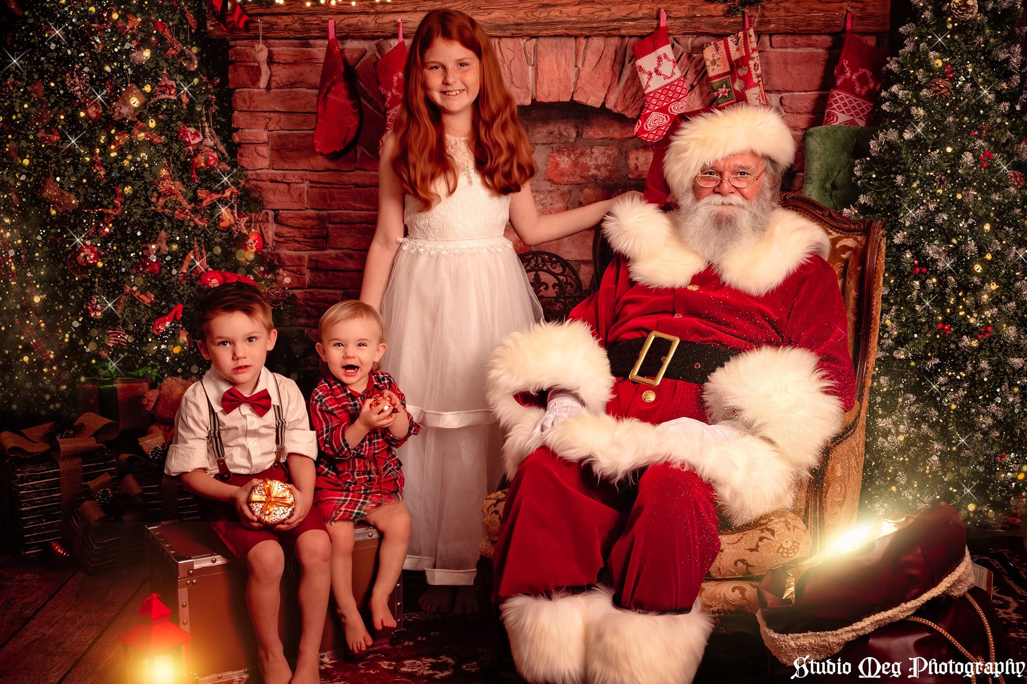 Kate Christmas Fireplace parlor Decorations Backdrop for Photography - Kate Backdrop AU