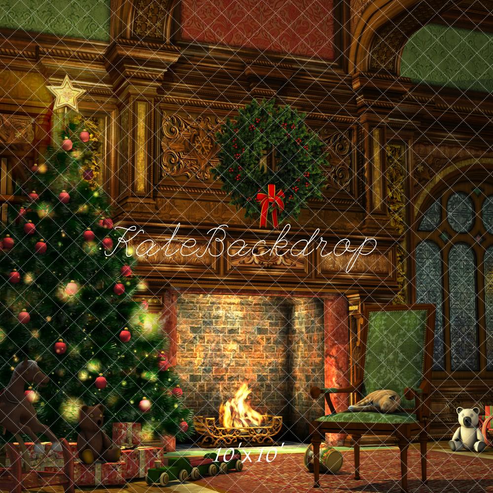 Kate Christmas Tree Fireplace Backdrop for Photography - Kate Backdrop AU