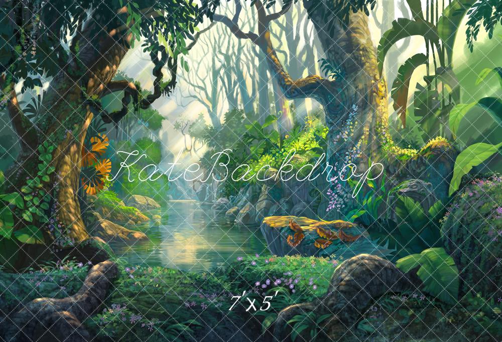 Kate Jungle Theme Backdrop Scenery Green Forest Tree Backdrop