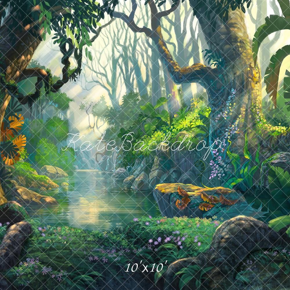 Kate Jungle Theme Backdrop Scenery Green Forest Tree Backdrop