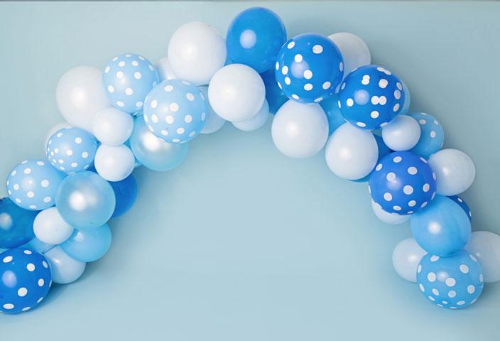Kate Blue and White Balloons Birthday Children Backdrop for Photography Designed by Kerry Anderson - Kate Backdrop AU