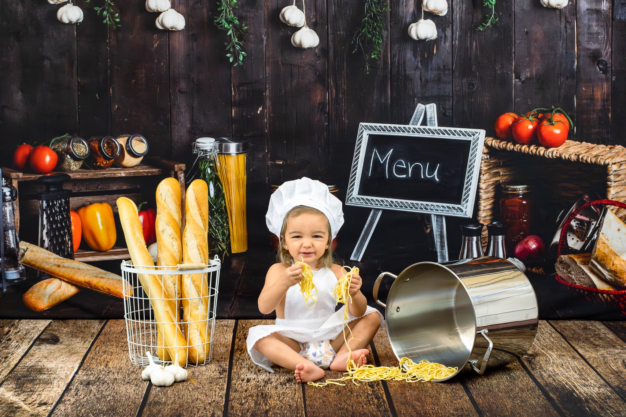 Kate Cake Smash Wood Kitchen Backdrop Designed By Rose Abbas - Kate Backdrop AU