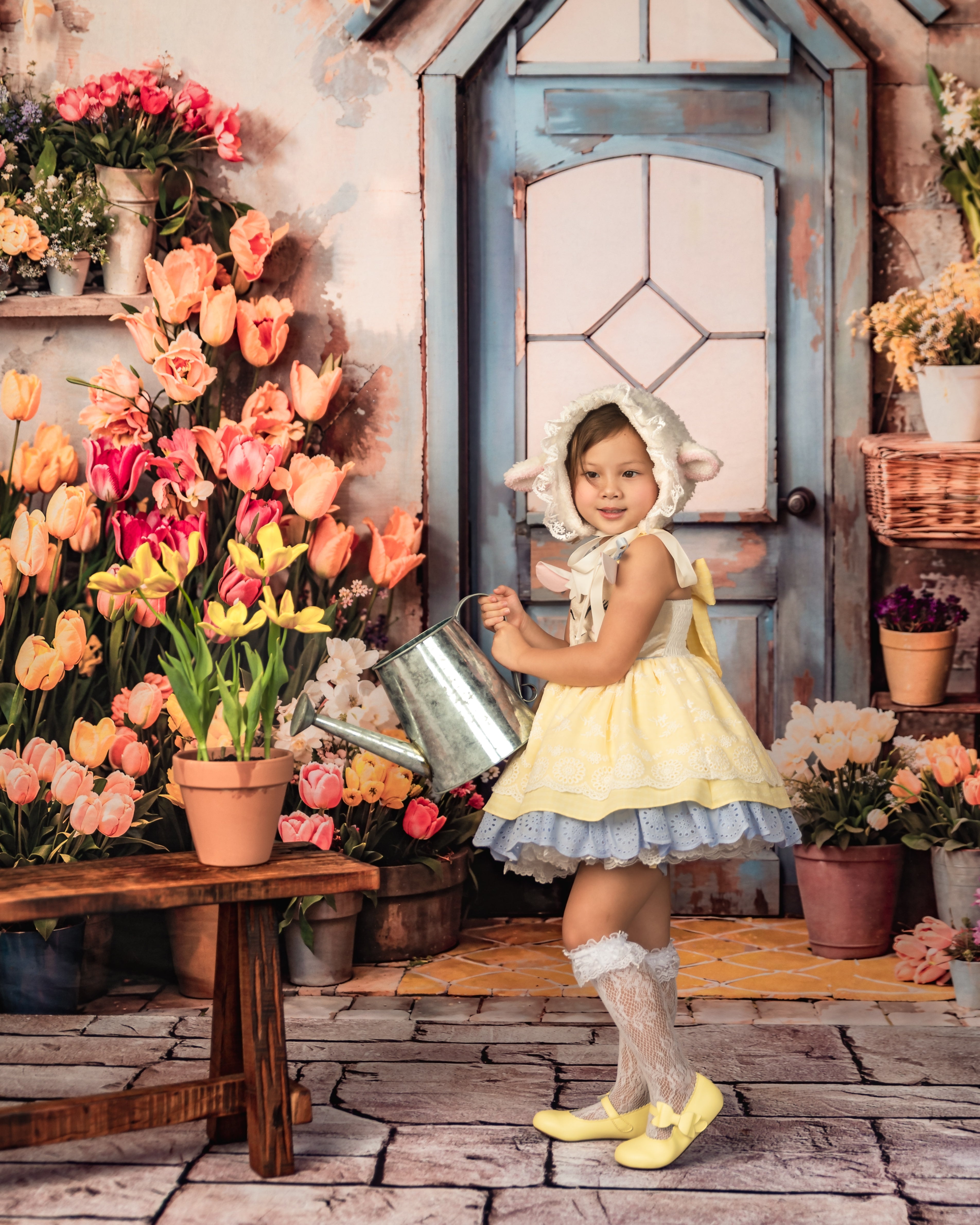 Kate Spring Flowers Tulips Greenhouse Backdrop Designed by Emetselch - Kate Backdrop AU