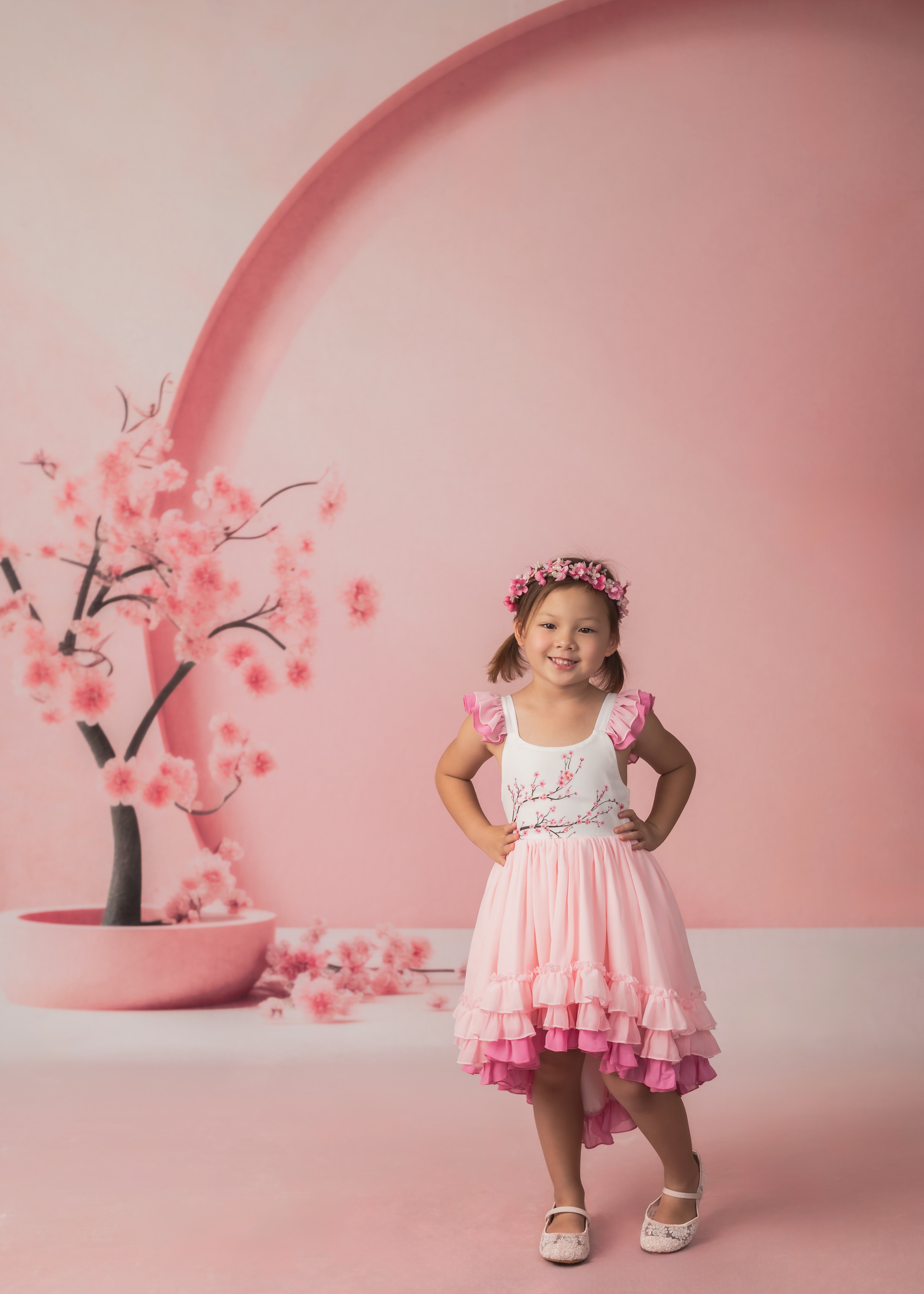 Kate Sweep Spring Pink Backdrop Flower Arch Wall Designed by Happy Squirrel Design - Kate Backdrop AU