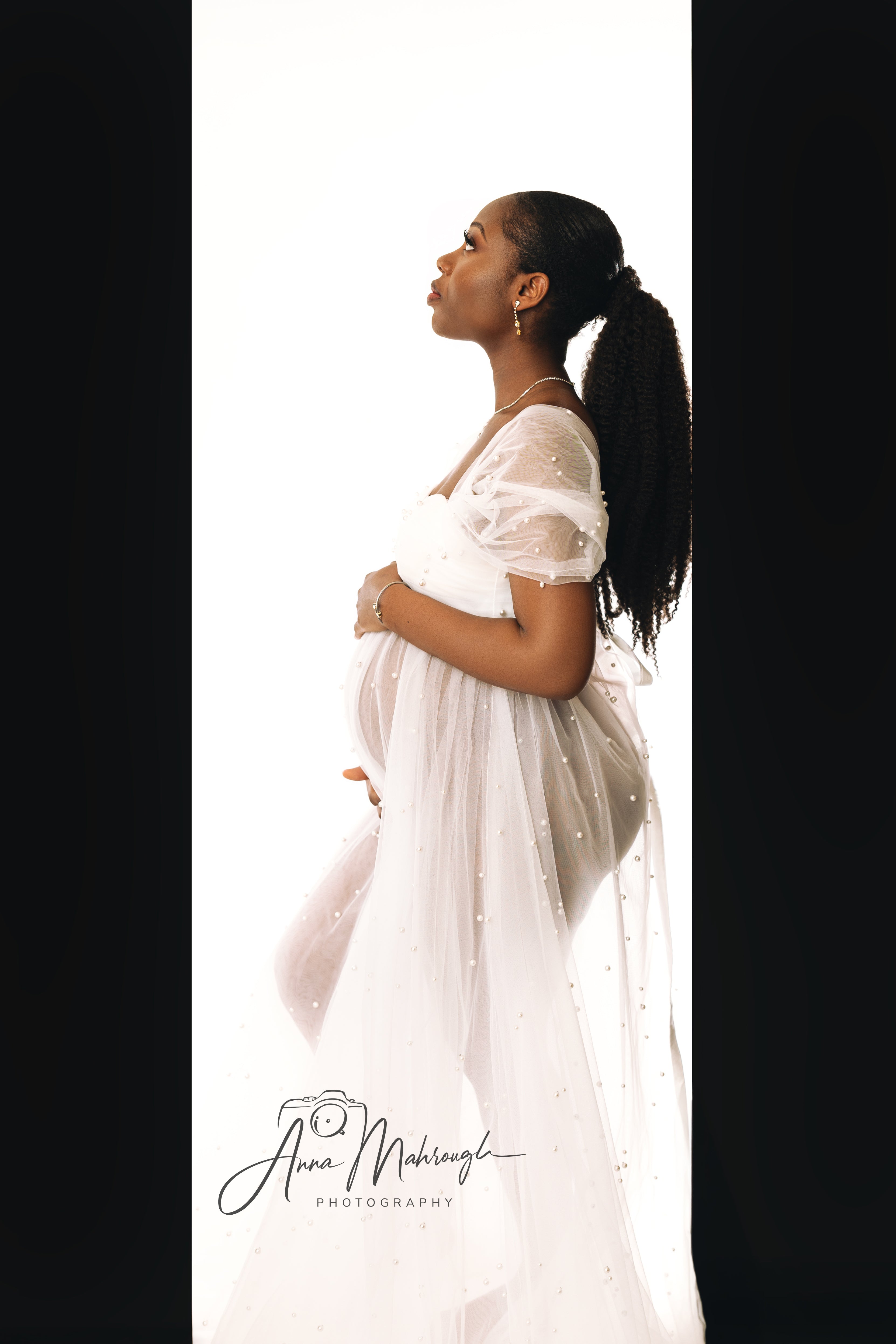 Kate White Tube Top Mesh Maternity Photoshoot Dress - Kate Backdrop AU