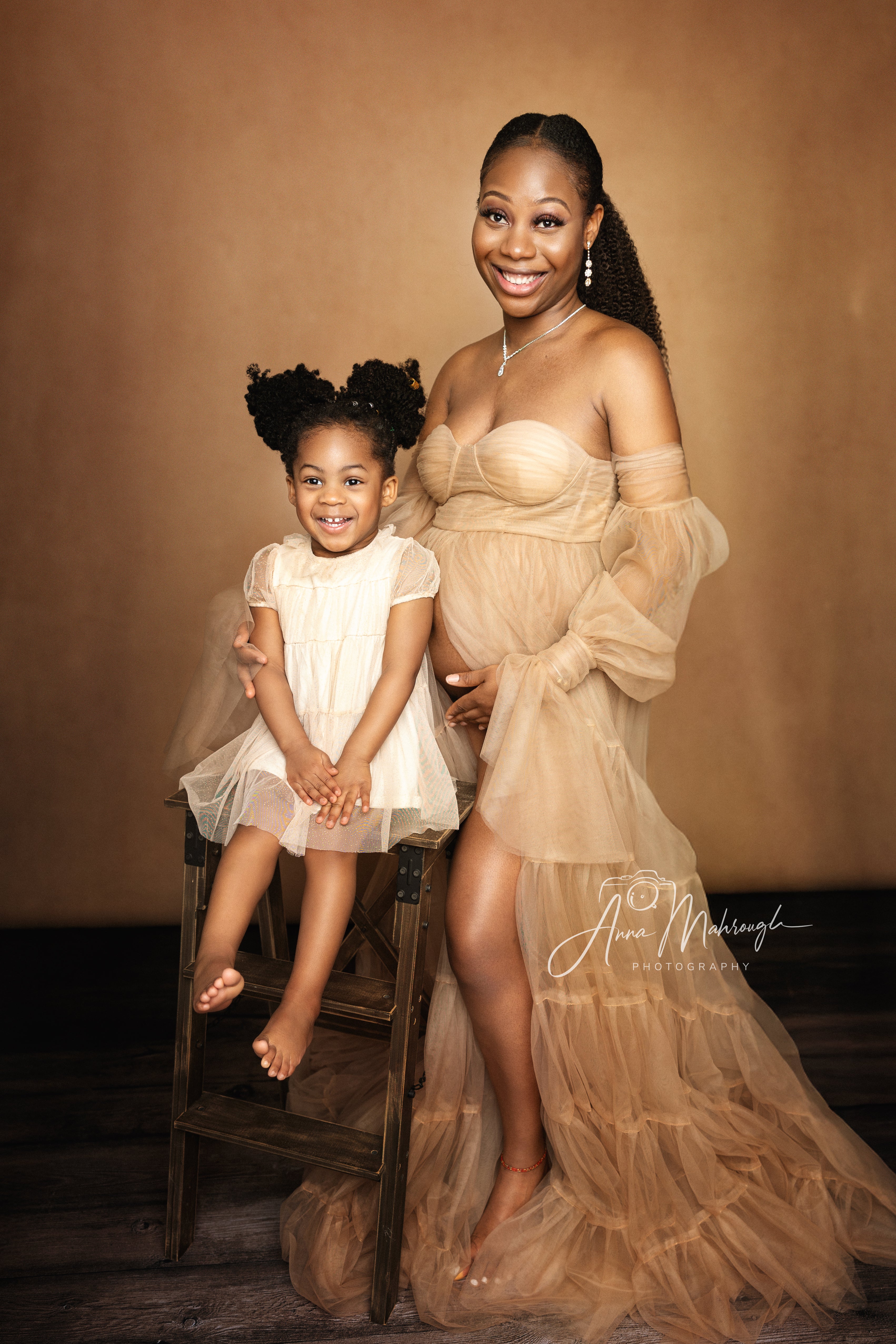 Kate Light Brown Sexy Tulle Maternity Photoshoot Dress - Kate Backdrop AU