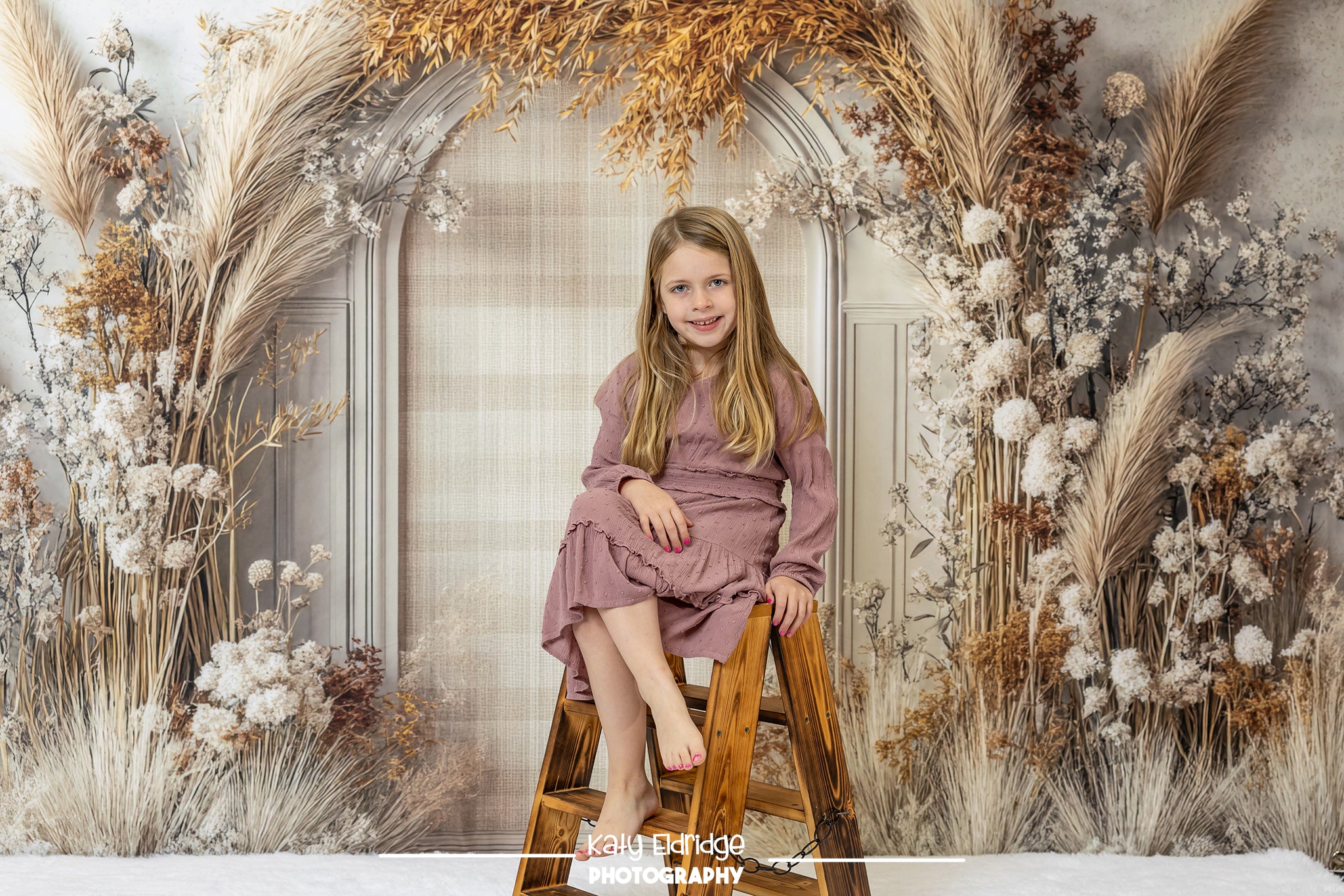 Kate Boho Floral Arch Beige Backdrop Designed by Mini MakeBelieve - Kate Backdrop AU