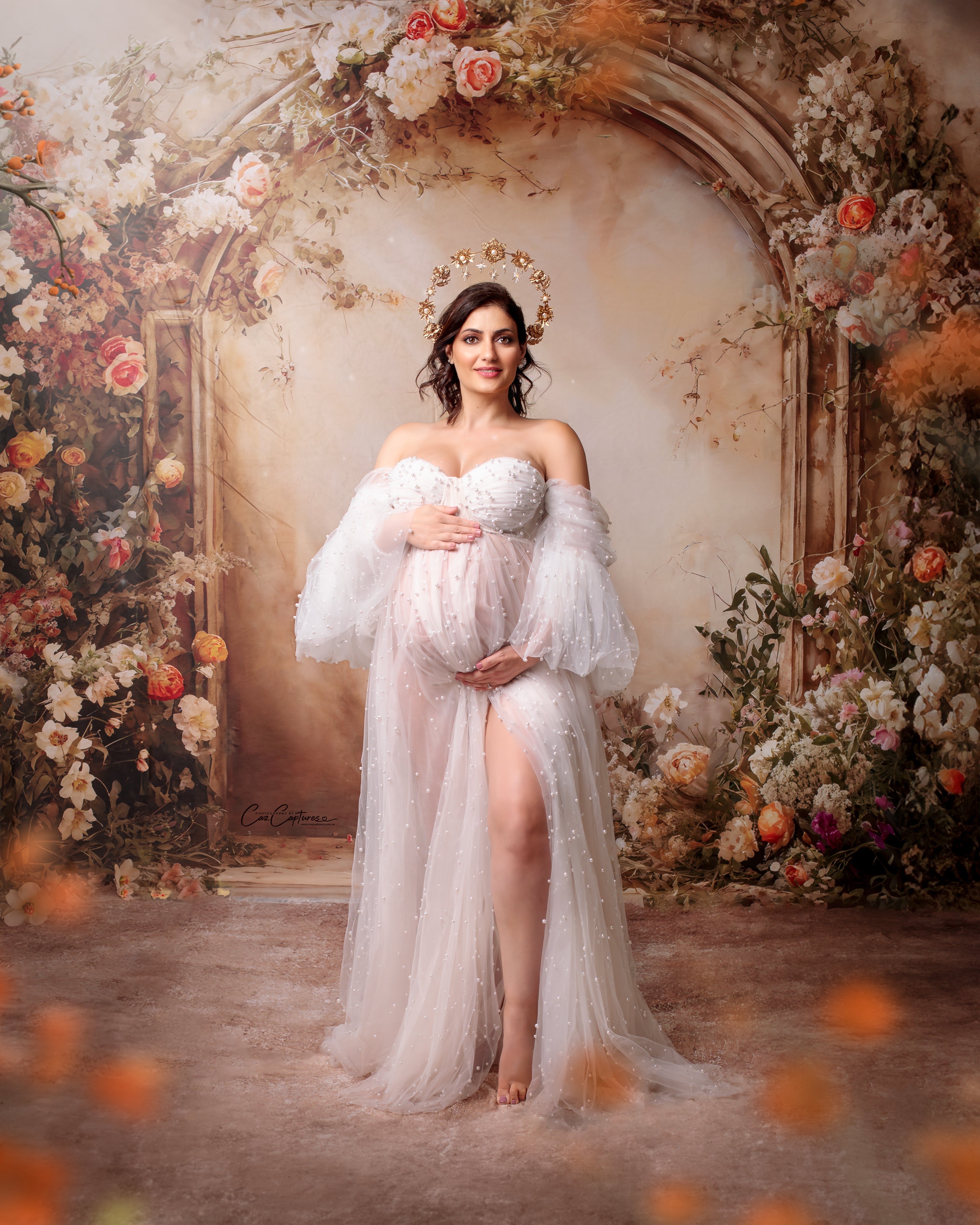 Kate Sunny Beige Flower Wall Spring Backdrop Designed by Emetselch - Kate Backdrop AU