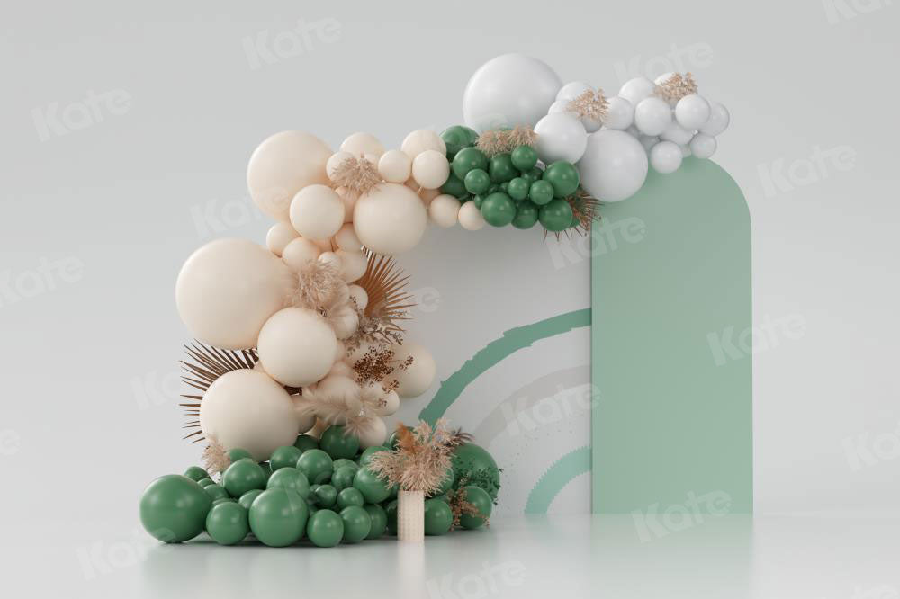 Kate Boho Balloons Backdrop Green Cake Smash Designed by Uta Mueller Photography - Kate Backdrop AU