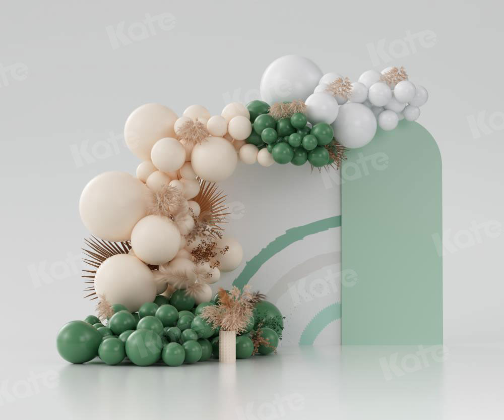 Kate Boho Balloons Backdrop Green Cake Smash Designed by Uta Mueller Photography - Kate Backdrop AU