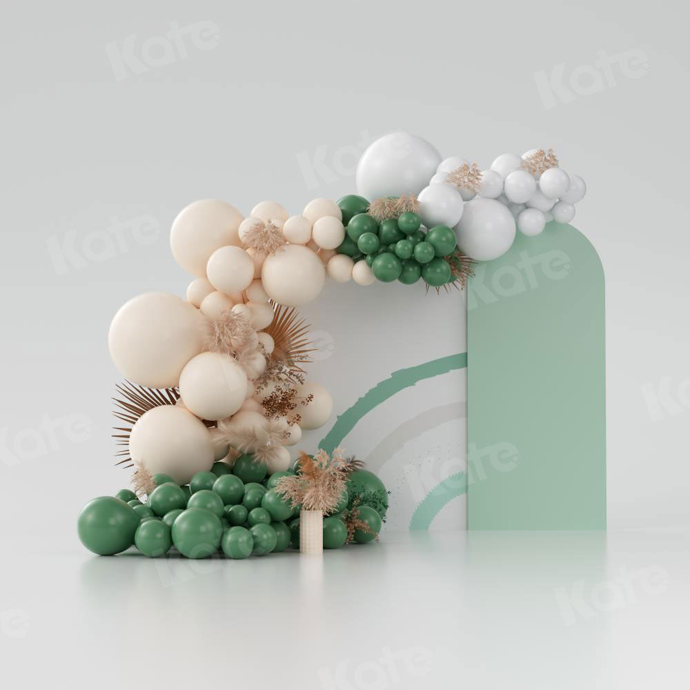Kate Boho Balloons Backdrop Green Cake Smash Designed by Uta Mueller Photography - Kate Backdrop AU
