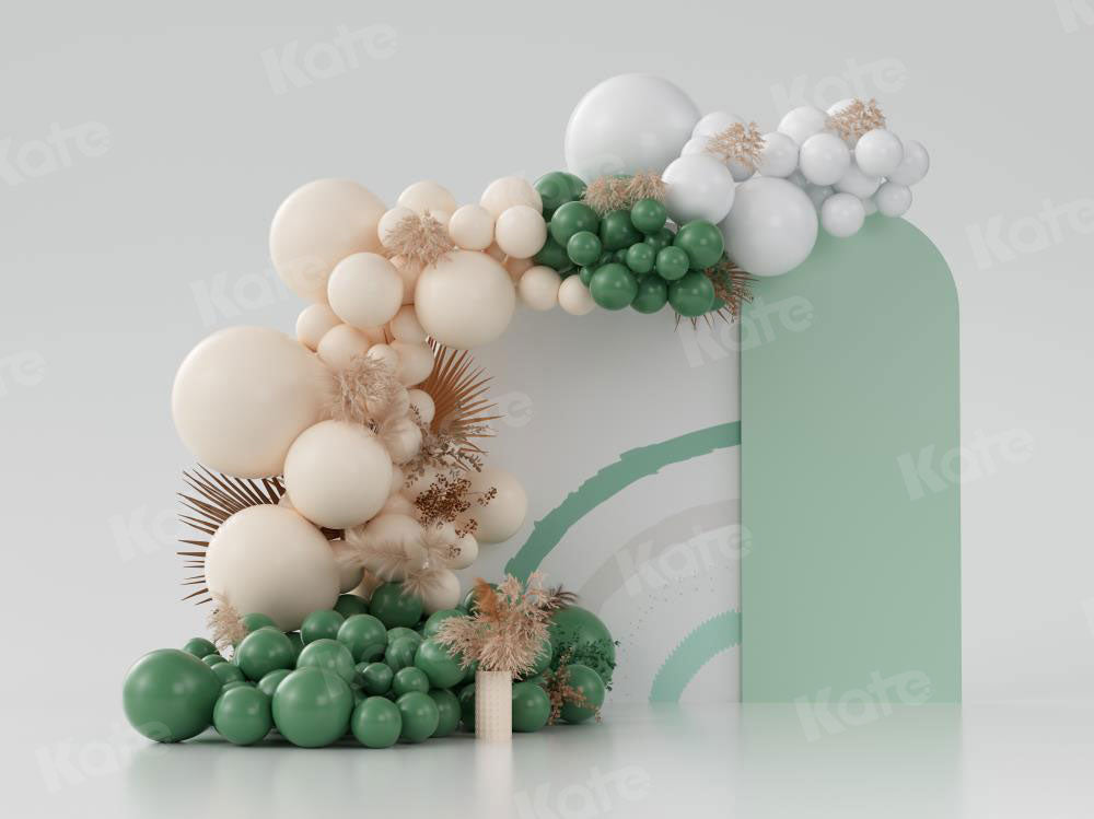 Kate Boho Balloons Backdrop Green Cake Smash Designed by Uta Mueller Photography - Kate Backdrop AU