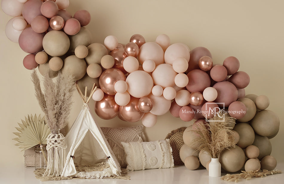 Kate Boho Balloons Tent Fleece Backdrop Designed by Mandy Ringe Photography - Kate Backdrop AU