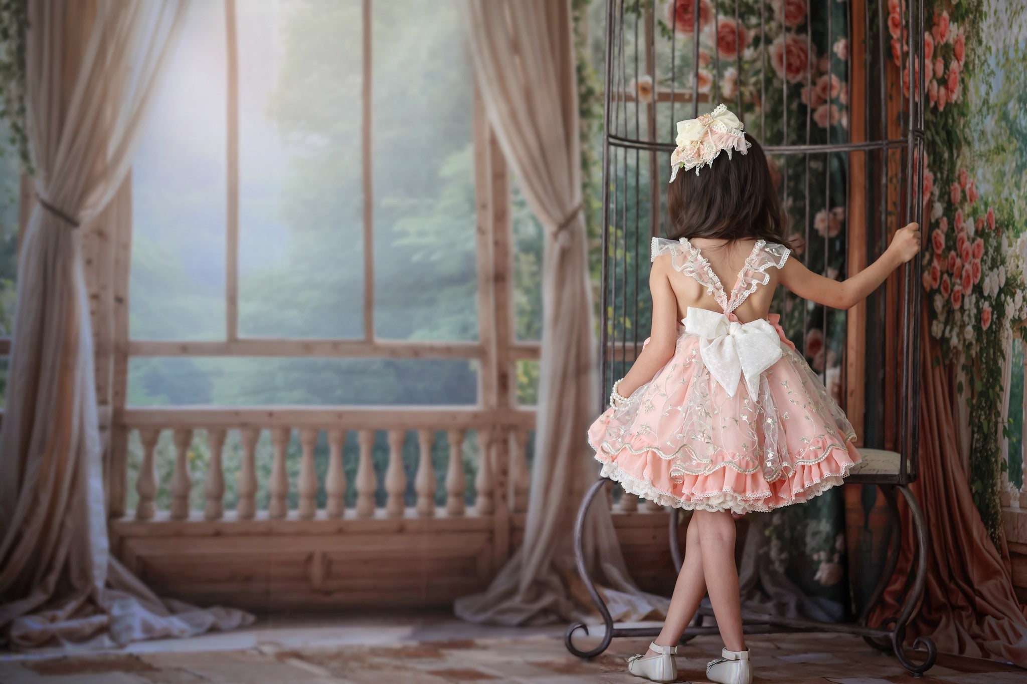 Kate Spring Flowers Curtain Balcony Room Set(8ftx8ft&10ftx8ft&8ftx10ft) - Kate Backdrop AU