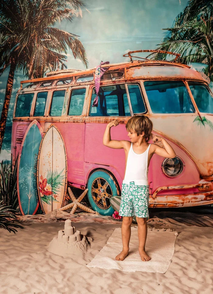 Kate Summer Sea Seaside Surfboard Pink Car Backdrop Designed by Emetselch - Kate Backdrop AU