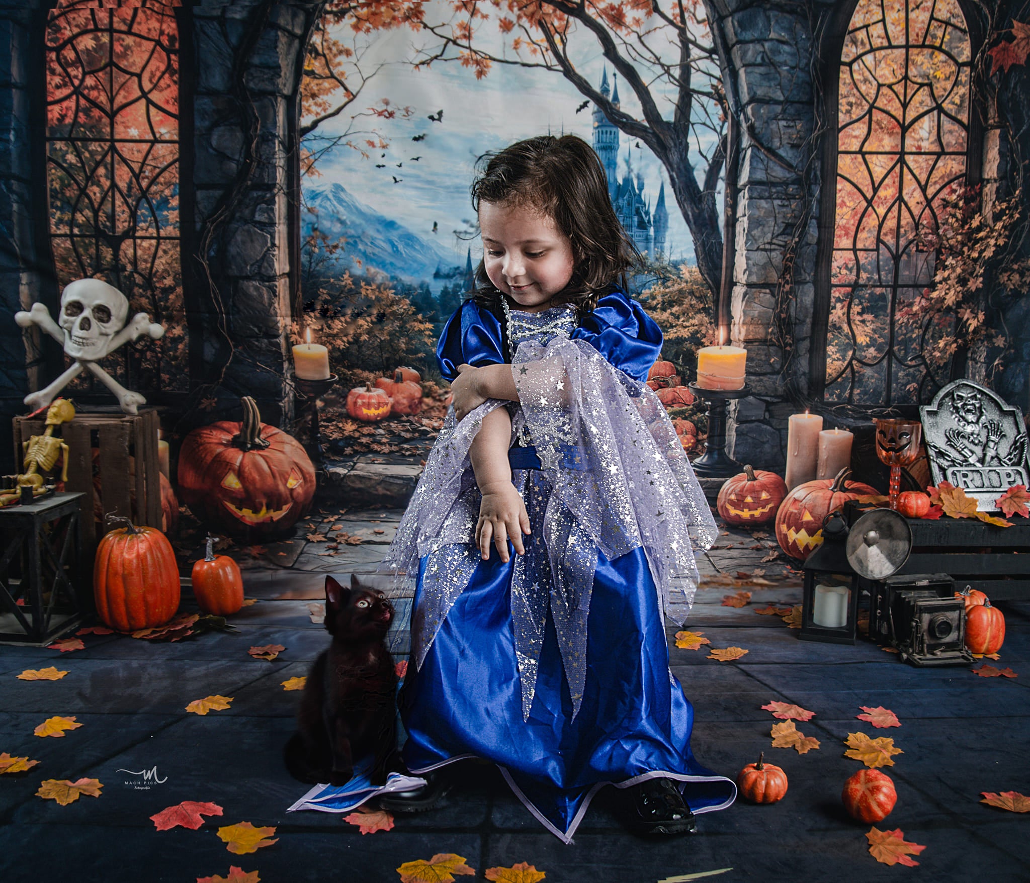 Kate Halloween Pumpkin Arch Castle Backdrop for Photography