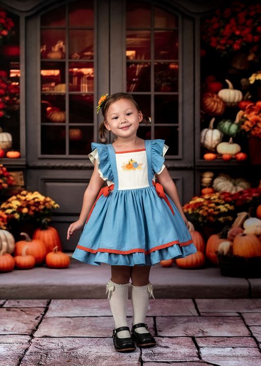 Kate Autumn Shop Flowers Pumpkins Backdrop for Photography