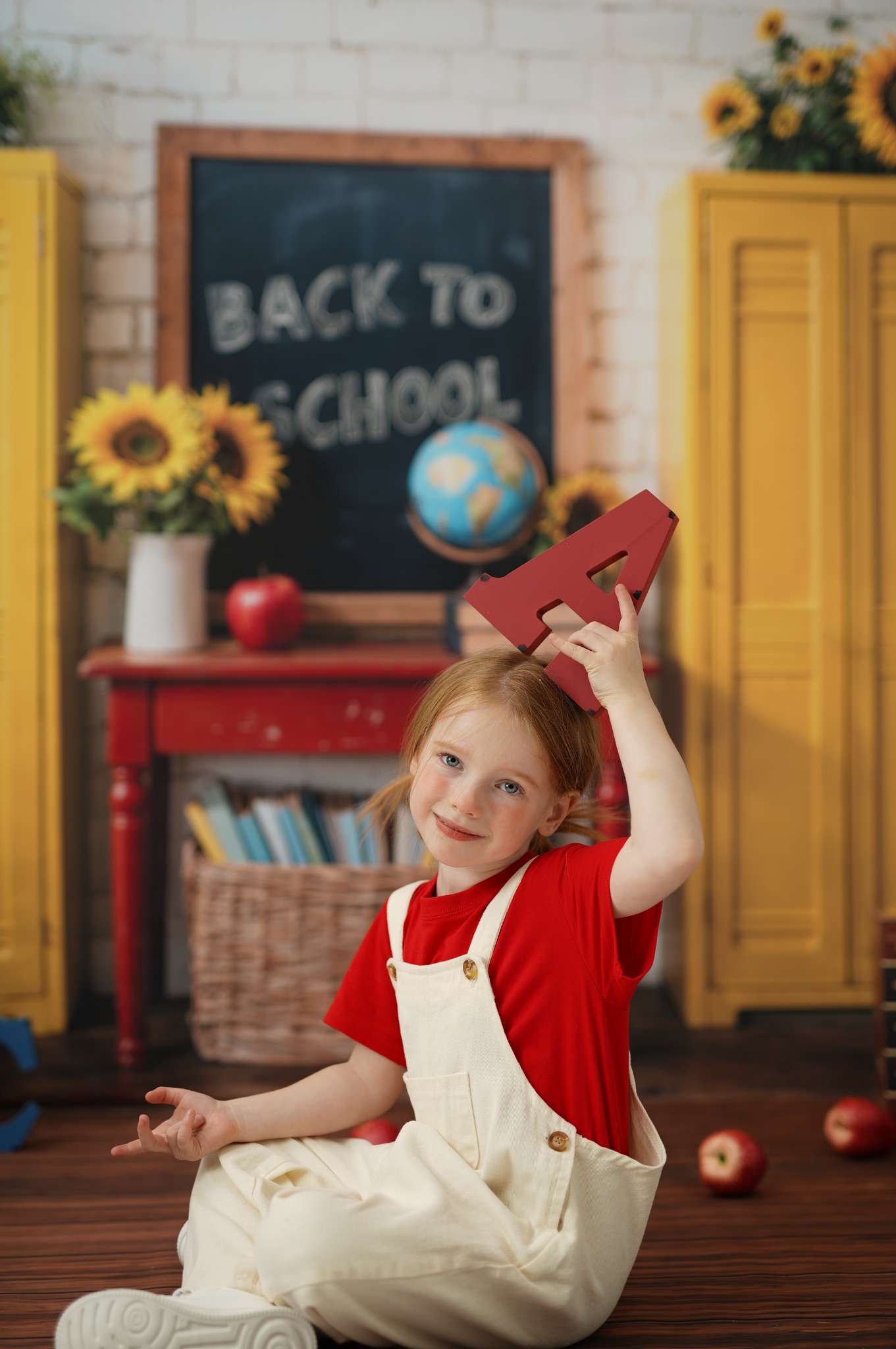 Kate Fleece Back to School Sunflower Backdrop Designed by Emetselch - Kate Backdrop AU