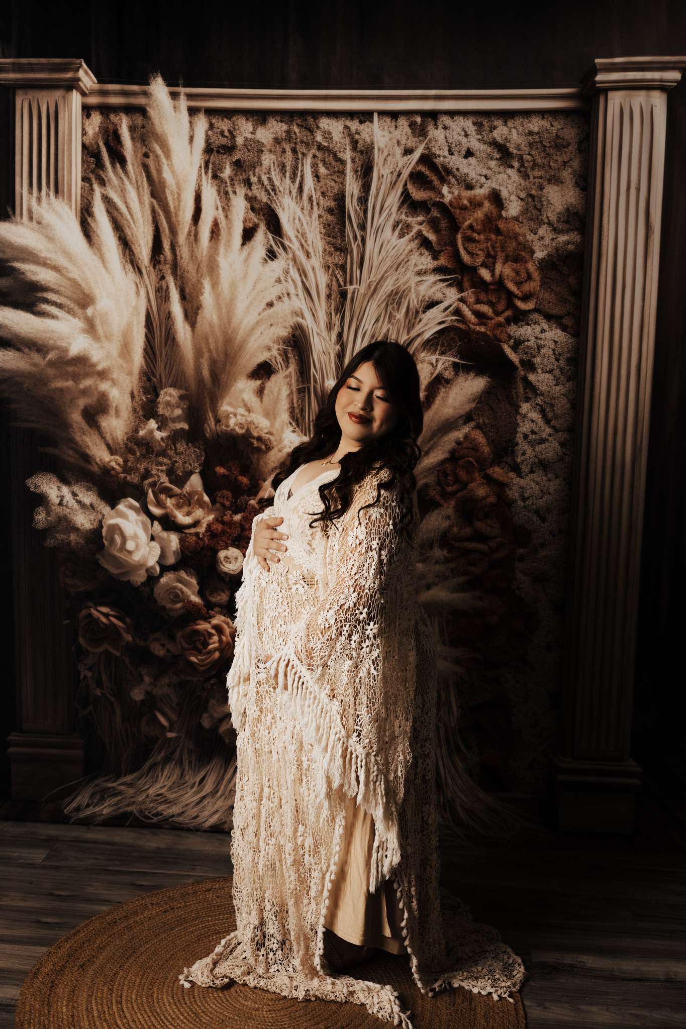 Kate Boho Dried Florals Tapestry Backdrop Designed by Mandy Ringe Photography