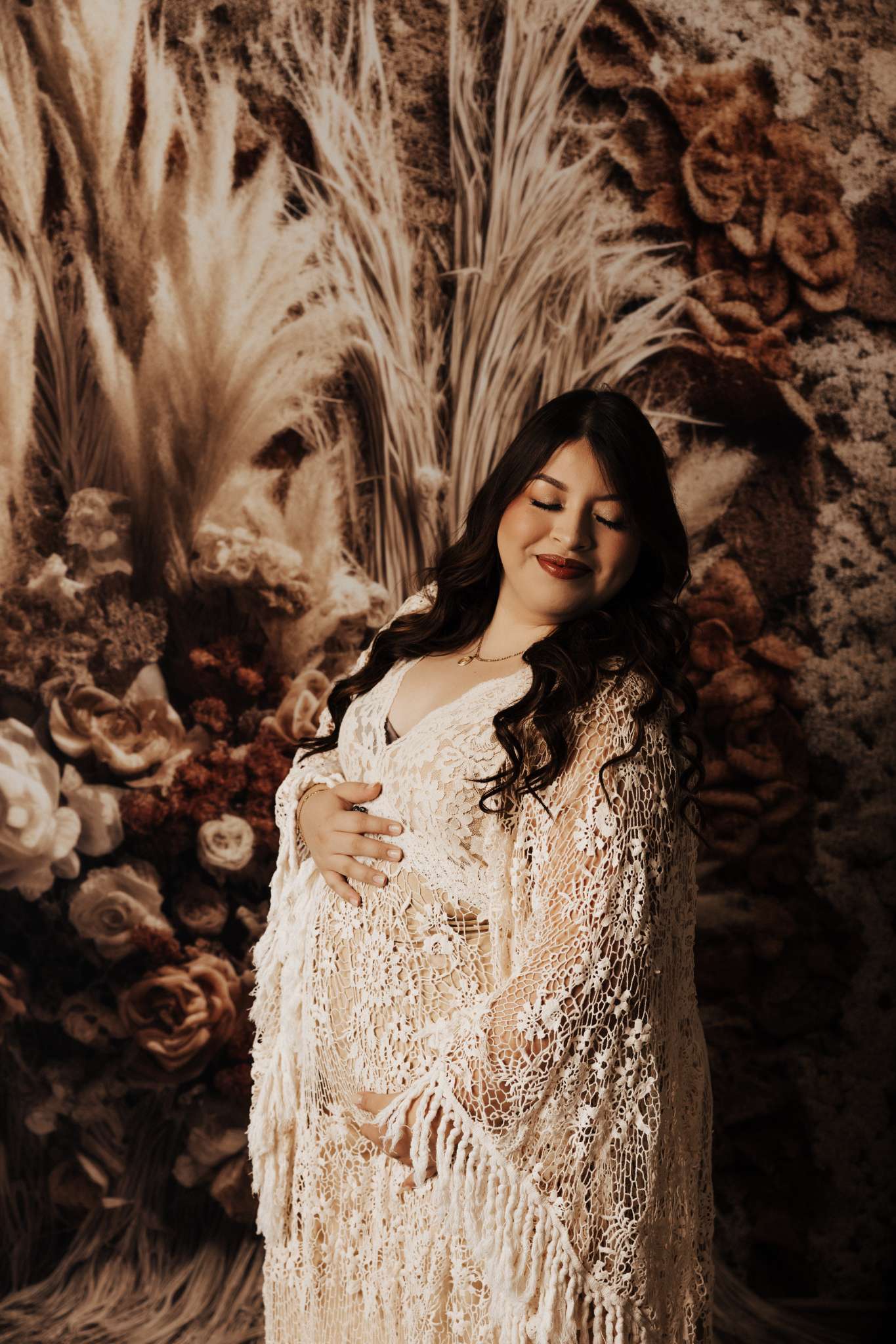 Kate Boho Dried Florals Tapestry Backdrop Designed by Mandy Ringe Photography