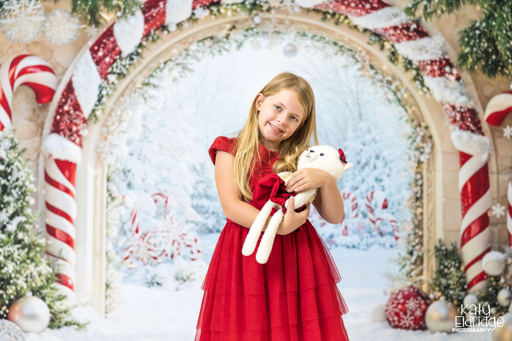 Kate Candy Christmas Arch Snow Backdrop Designed by Emetselch - Kate Backdrop AU