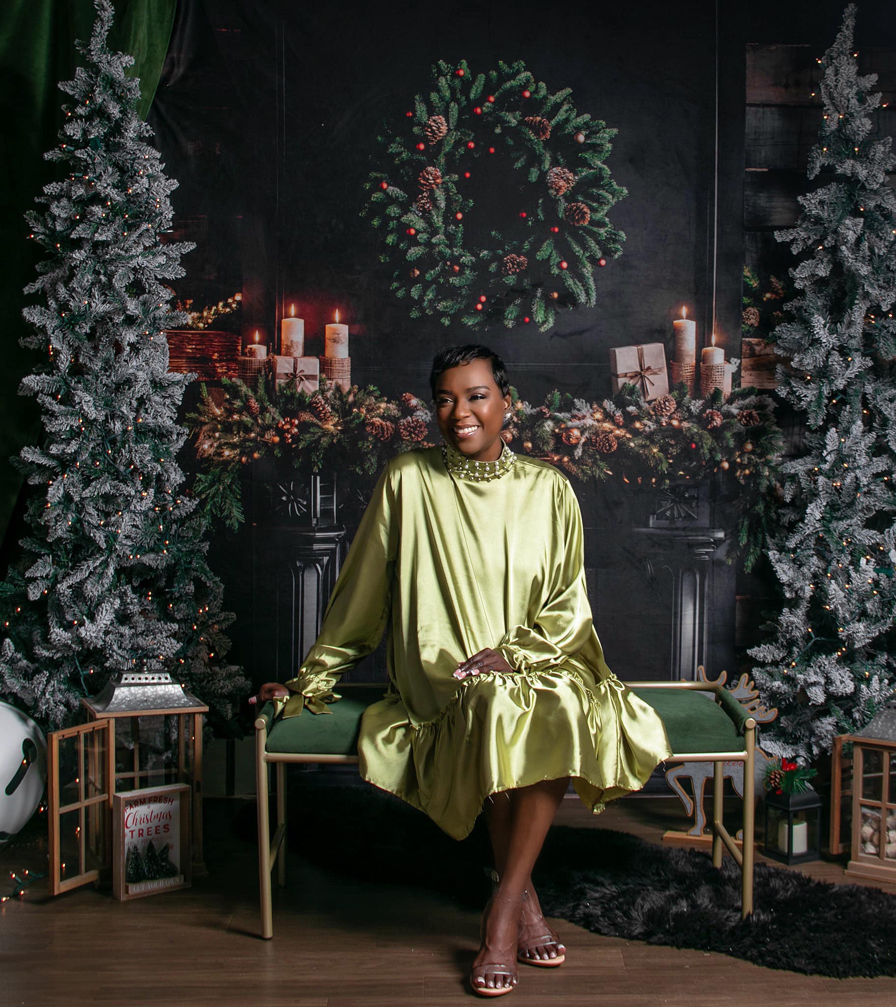 Kate Christmas Black Modern Fireplace Backdrop Designed by Emetselch - Kate Backdrop AU