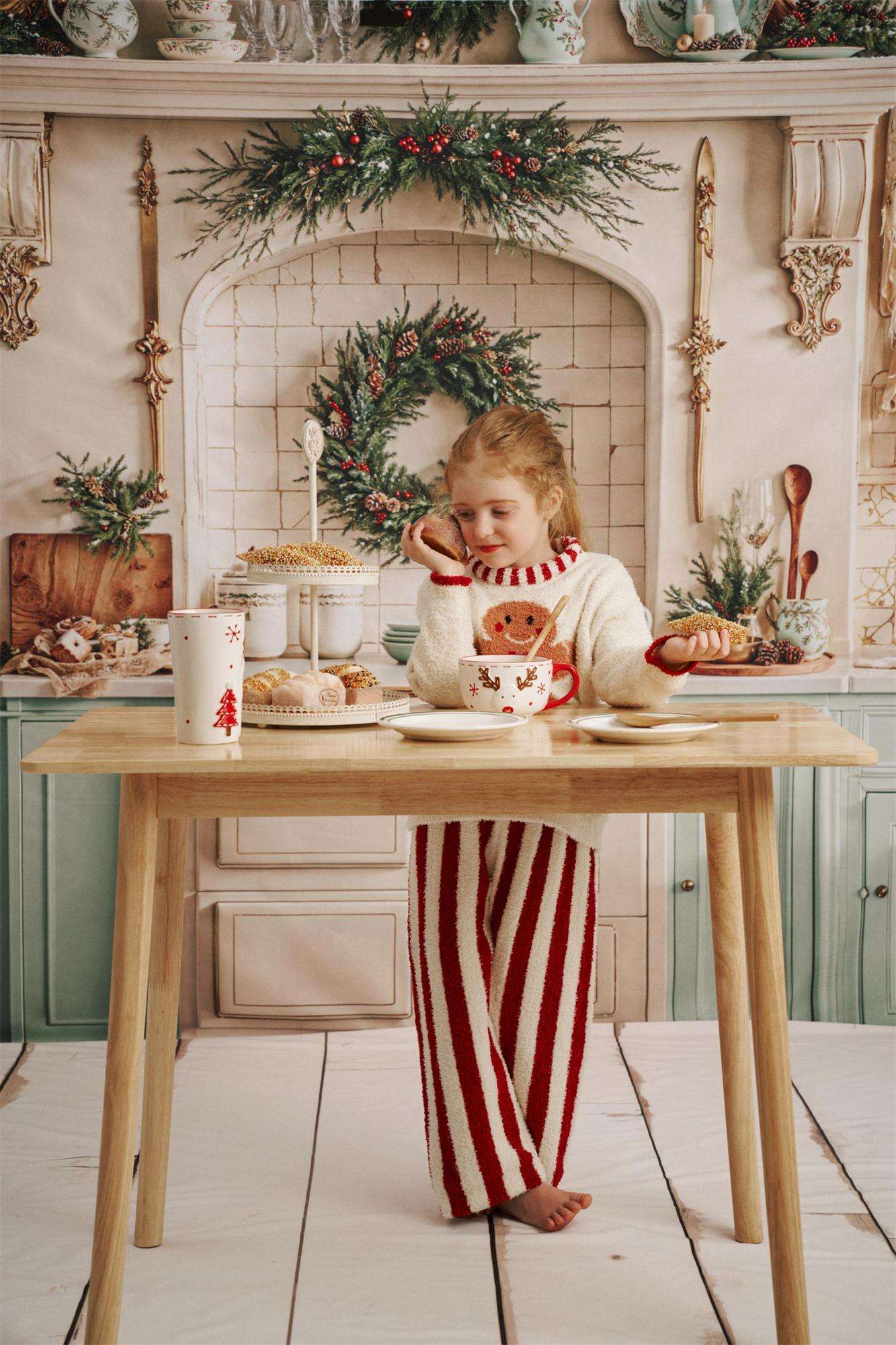 Kate Christmas Kitchen Green Cabinets Backdrop Designed by Emetselch - Kate Backdrop AU