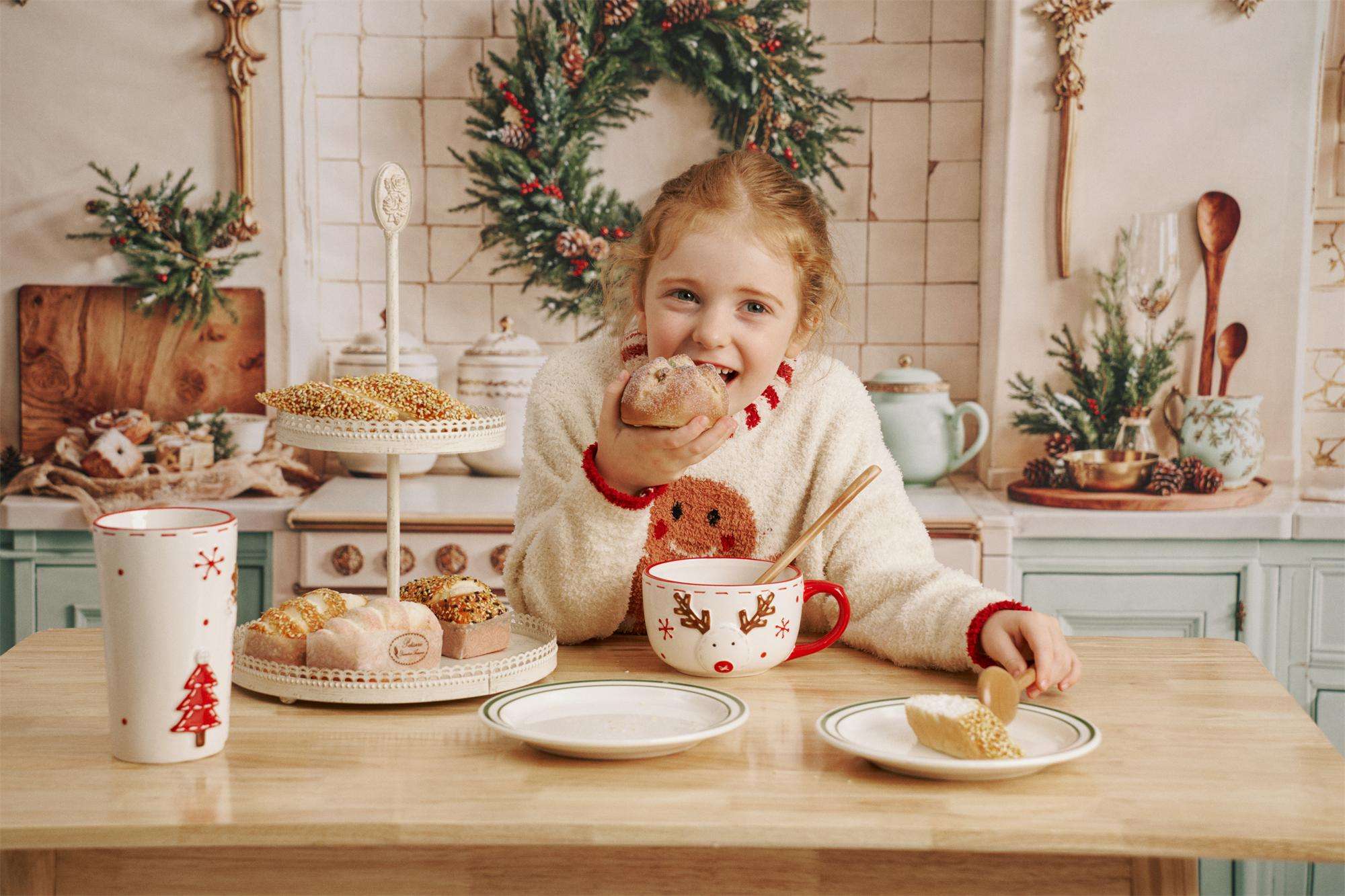 Kate Christmas Kitchen Green Cabinets Backdrop Designed by Emetselch - Kate Backdrop AU
