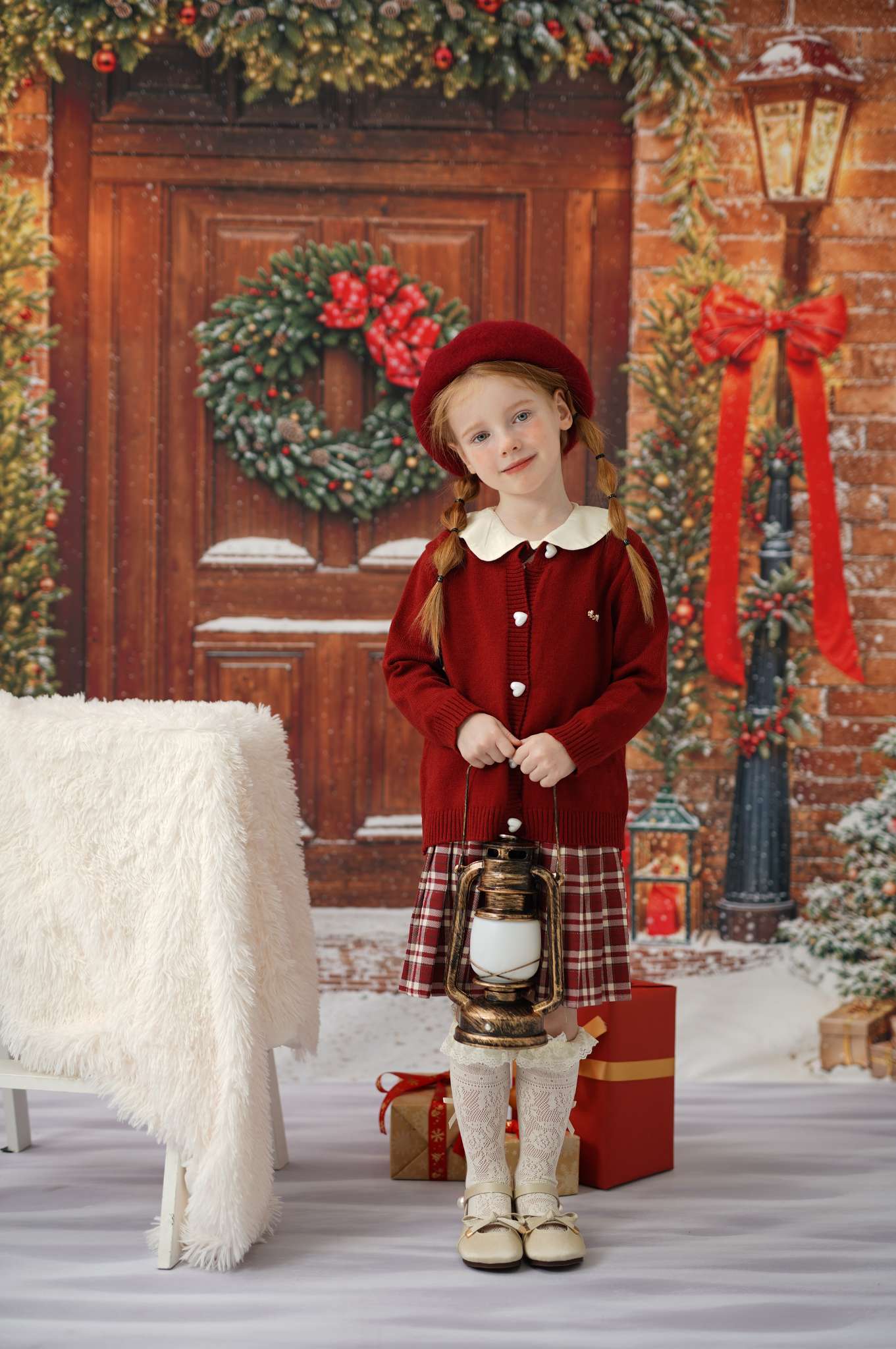 Kate Fleece Christmas Outdoor Snow Backdrop Designed by Emetselch