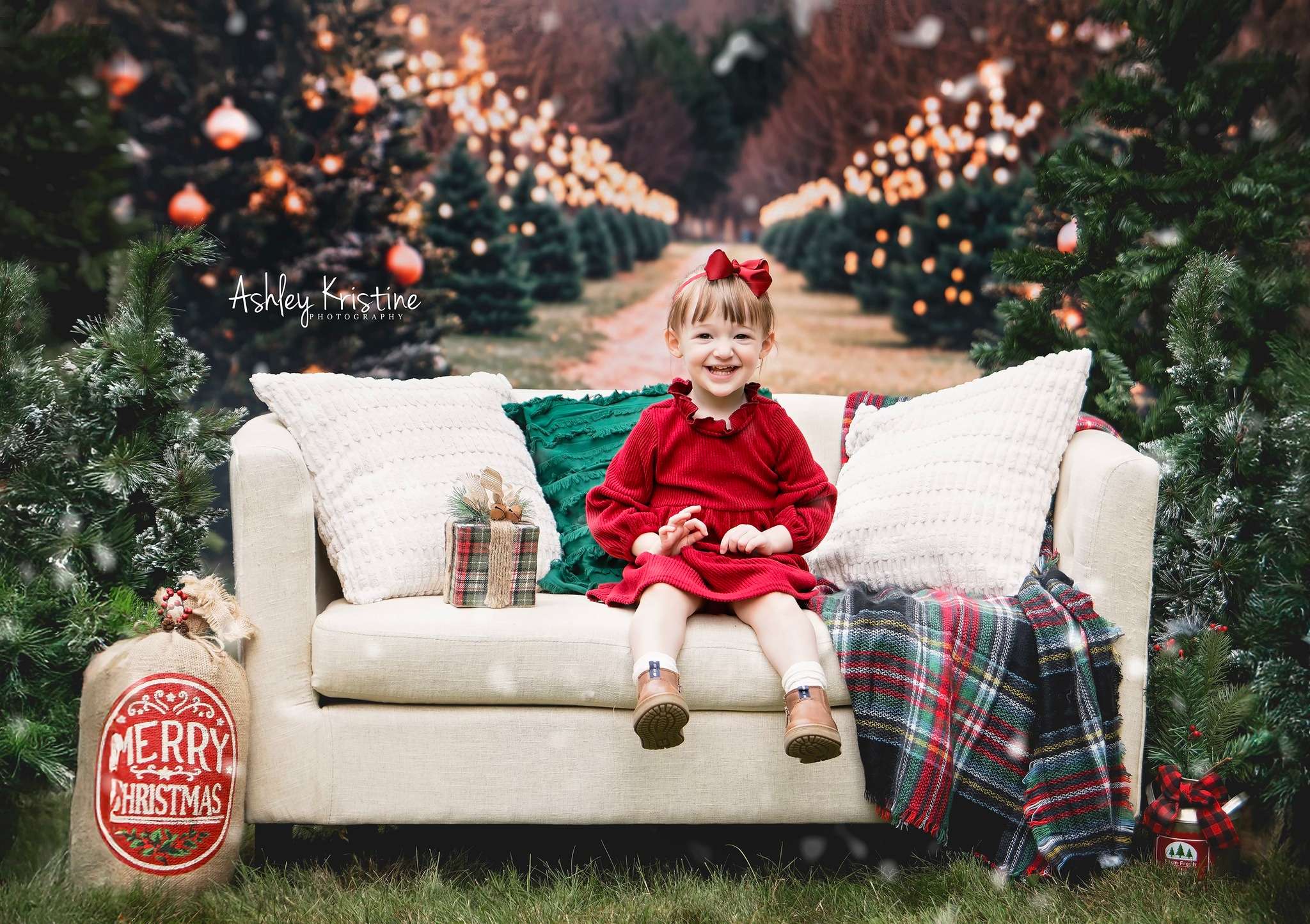 Kate Christmas Tree Farm Fleece Backdrop Designed by Emetselch - Kate Backdrop AU