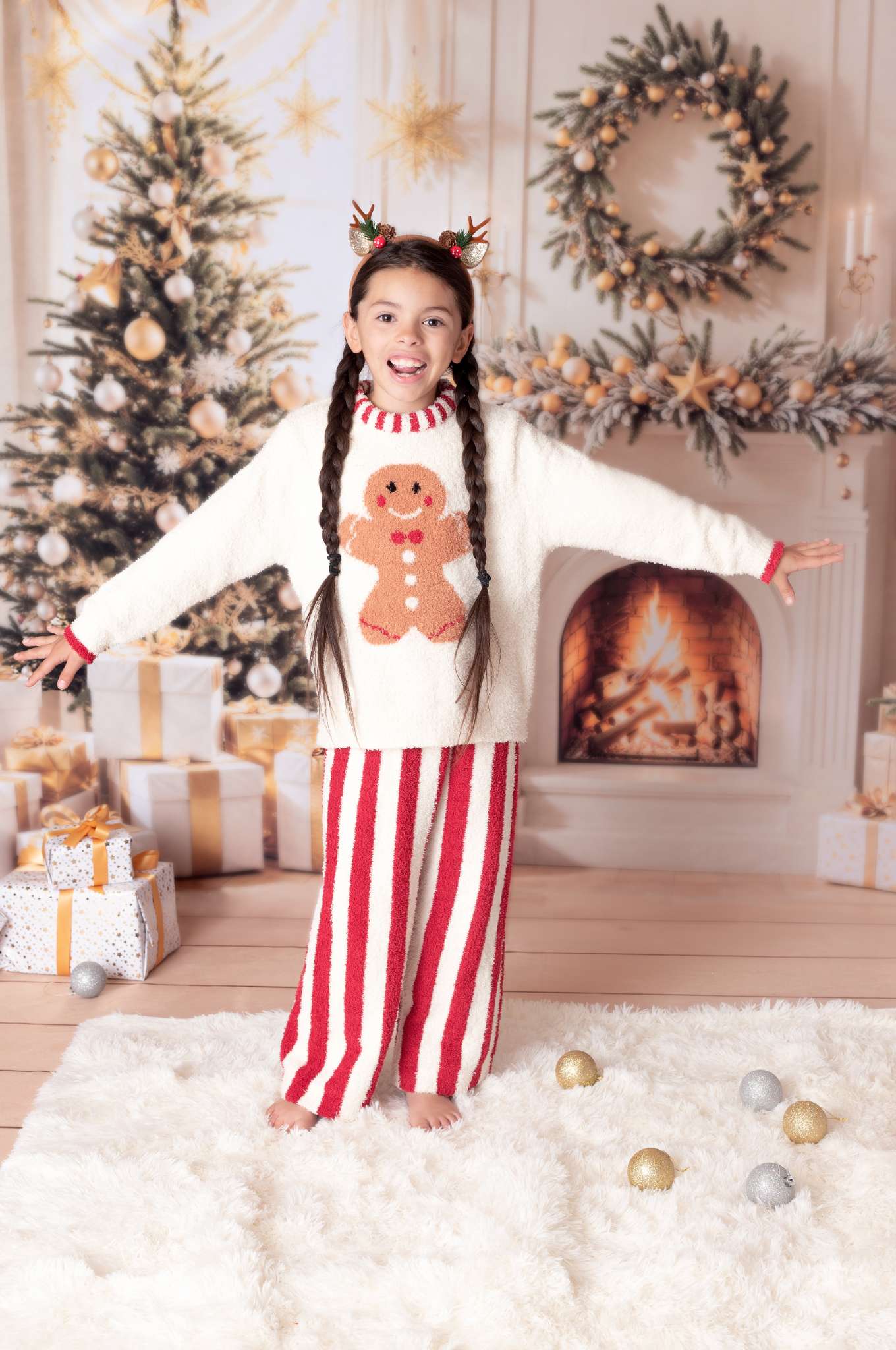 Kate Fireplace Christmas Trees Wreath Backdrop Designed by Emetselch - Kate Backdrop AU