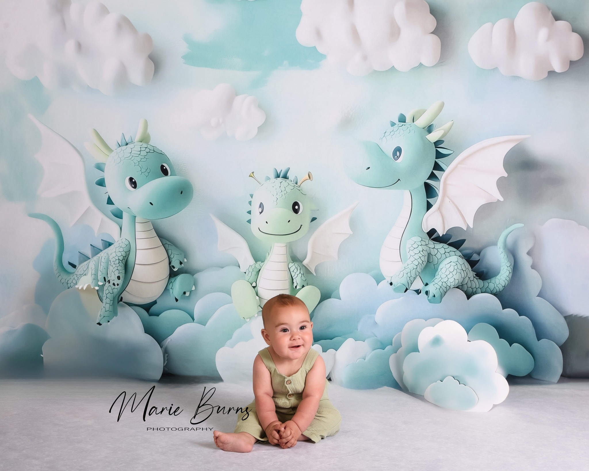 Kate Cute Dragons Backdrop Designed by Ashley Paul - Kate Backdrop AU