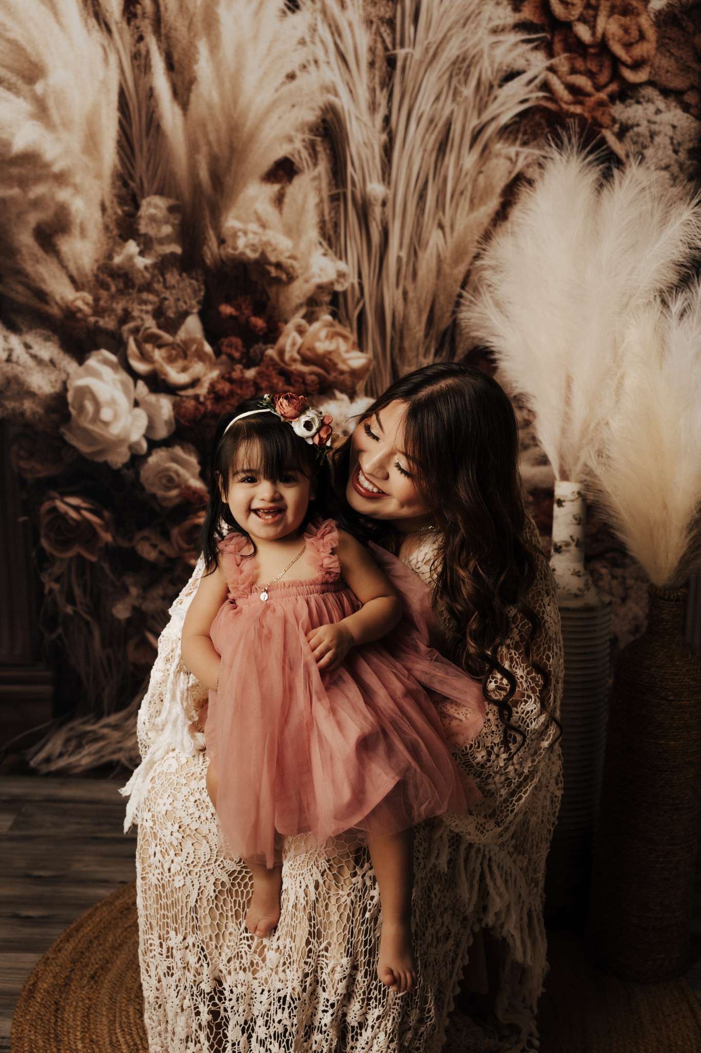 Kate Boho Dried Florals Tapestry Backdrop Designed by Mandy Ringe Photography