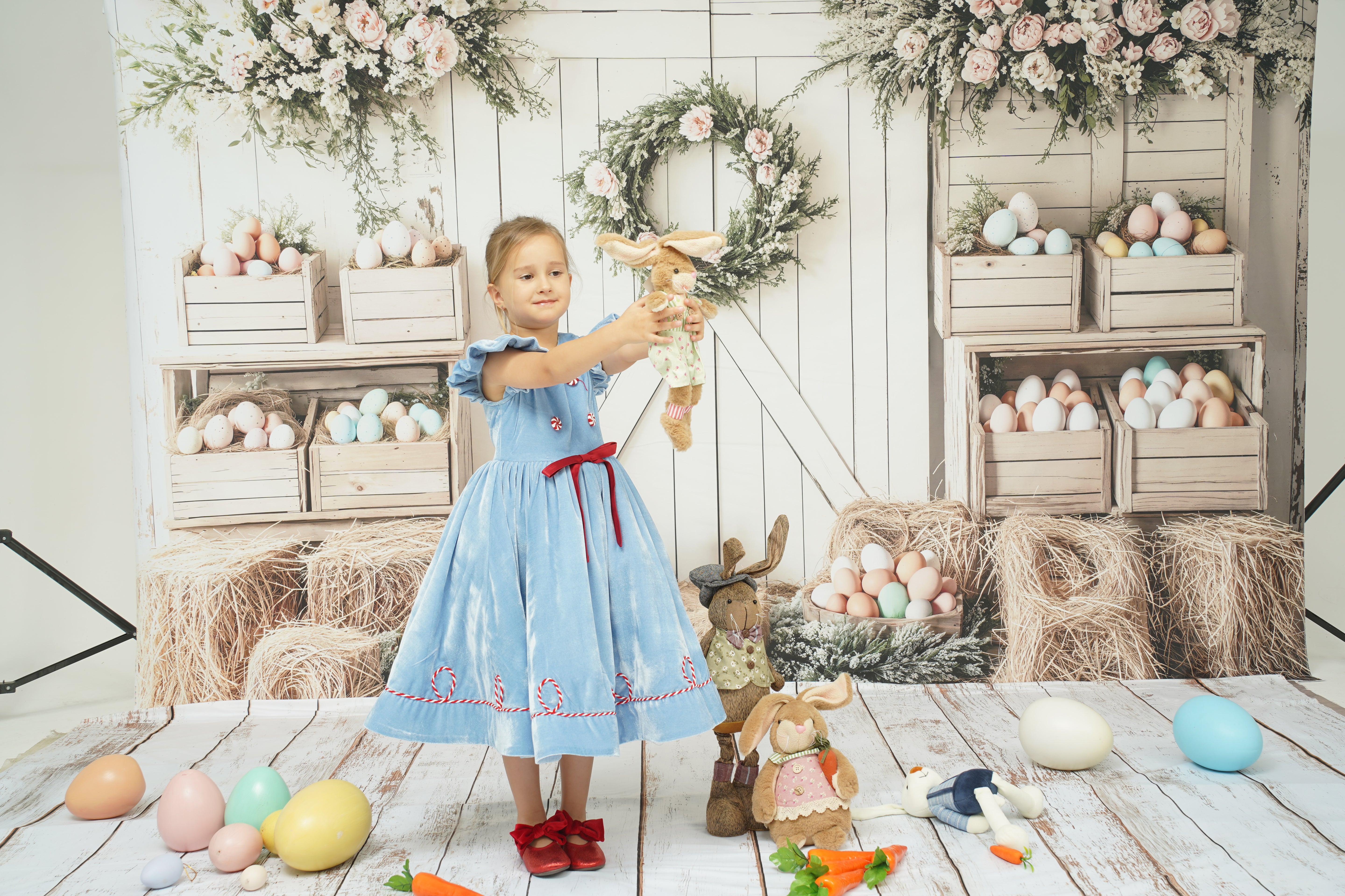Kate Easter Floral Egg Farmhouse Backdrop Designed by Emetselch - Kate Backdrop AU