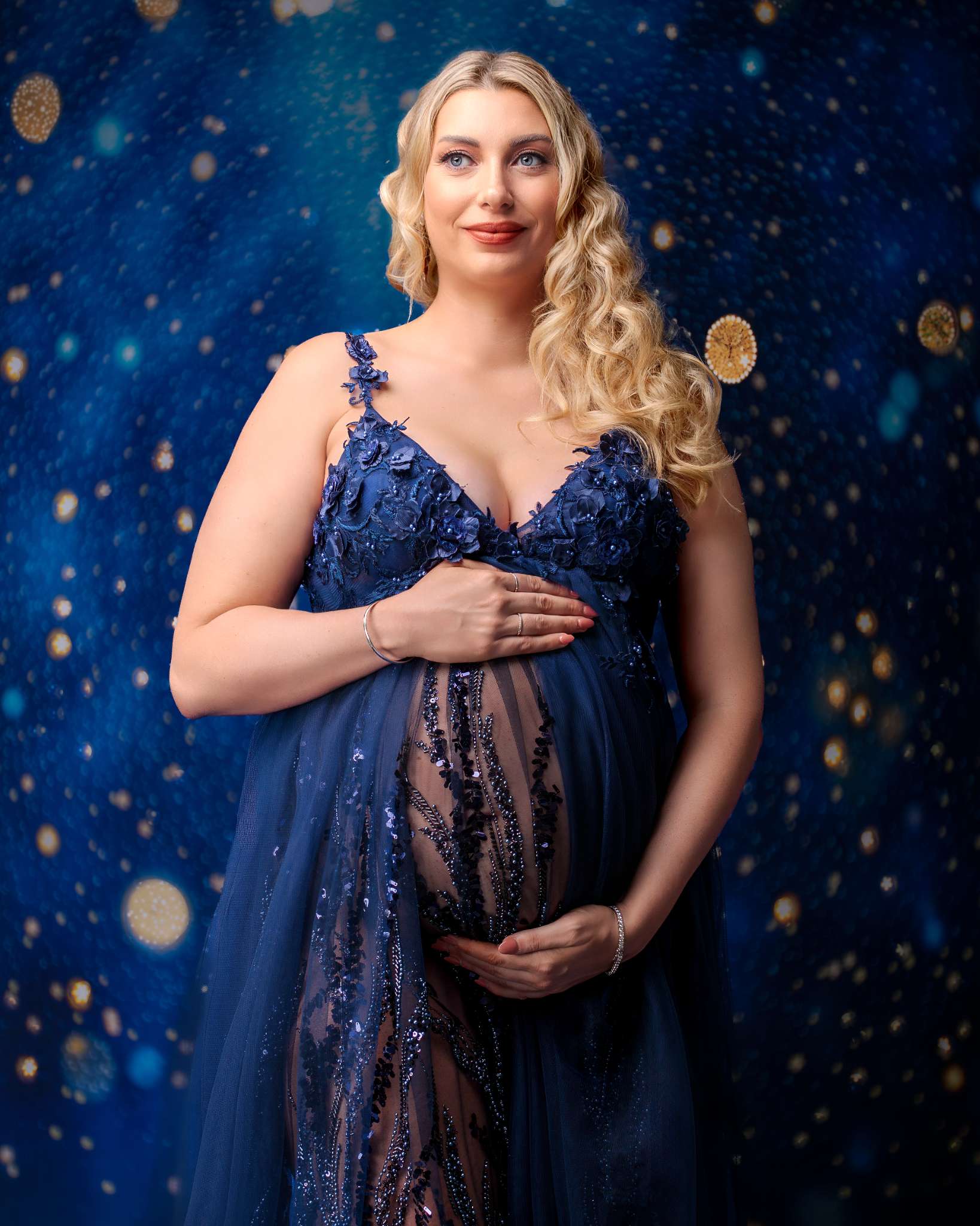 Kate Fleece Dark Blue Bokeh Backdrop Designed by Emetselch - Kate Backdrop AU