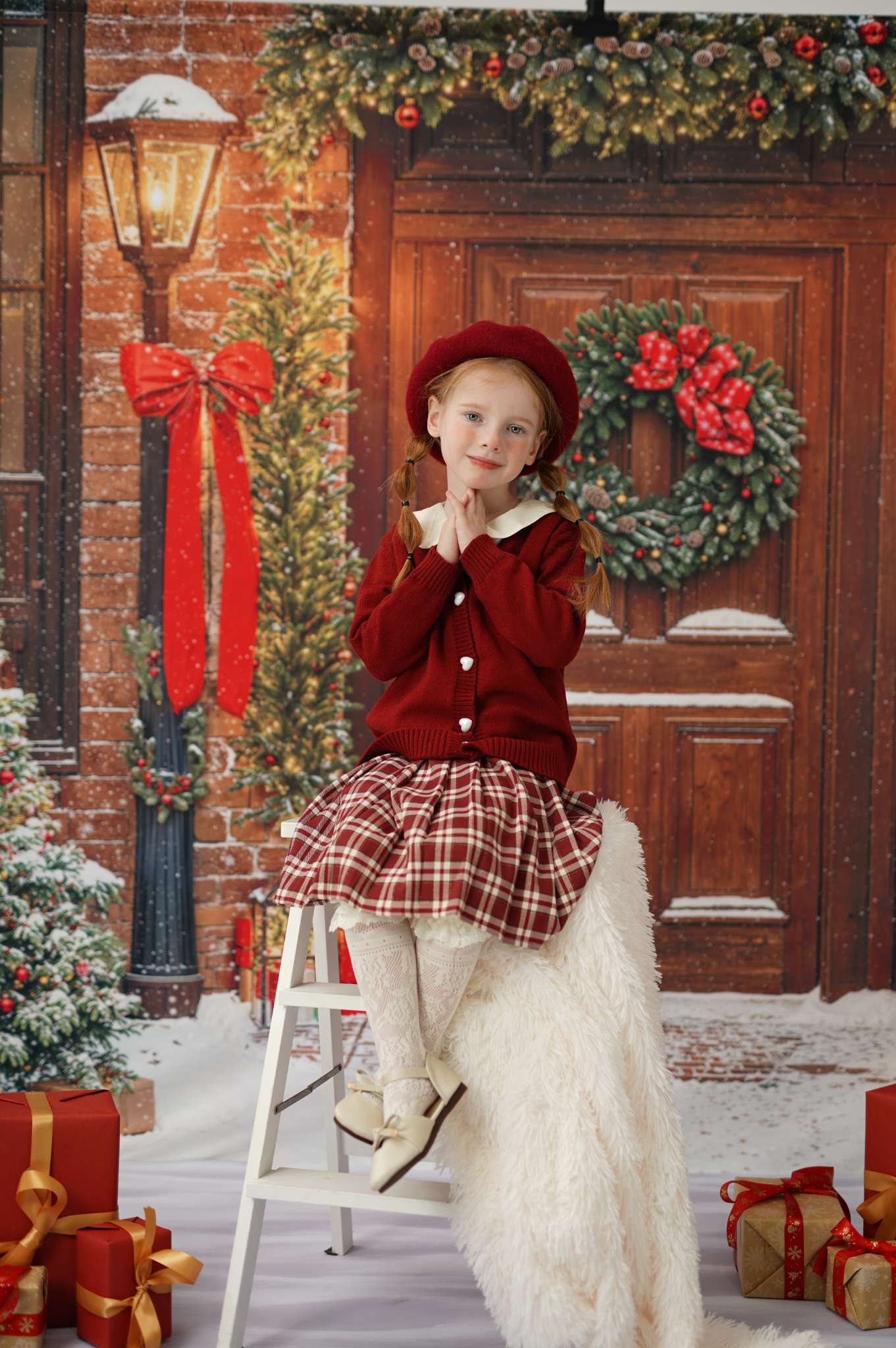 Kate Fleece Christmas Outdoor Snow Backdrop Designed by Emetselch