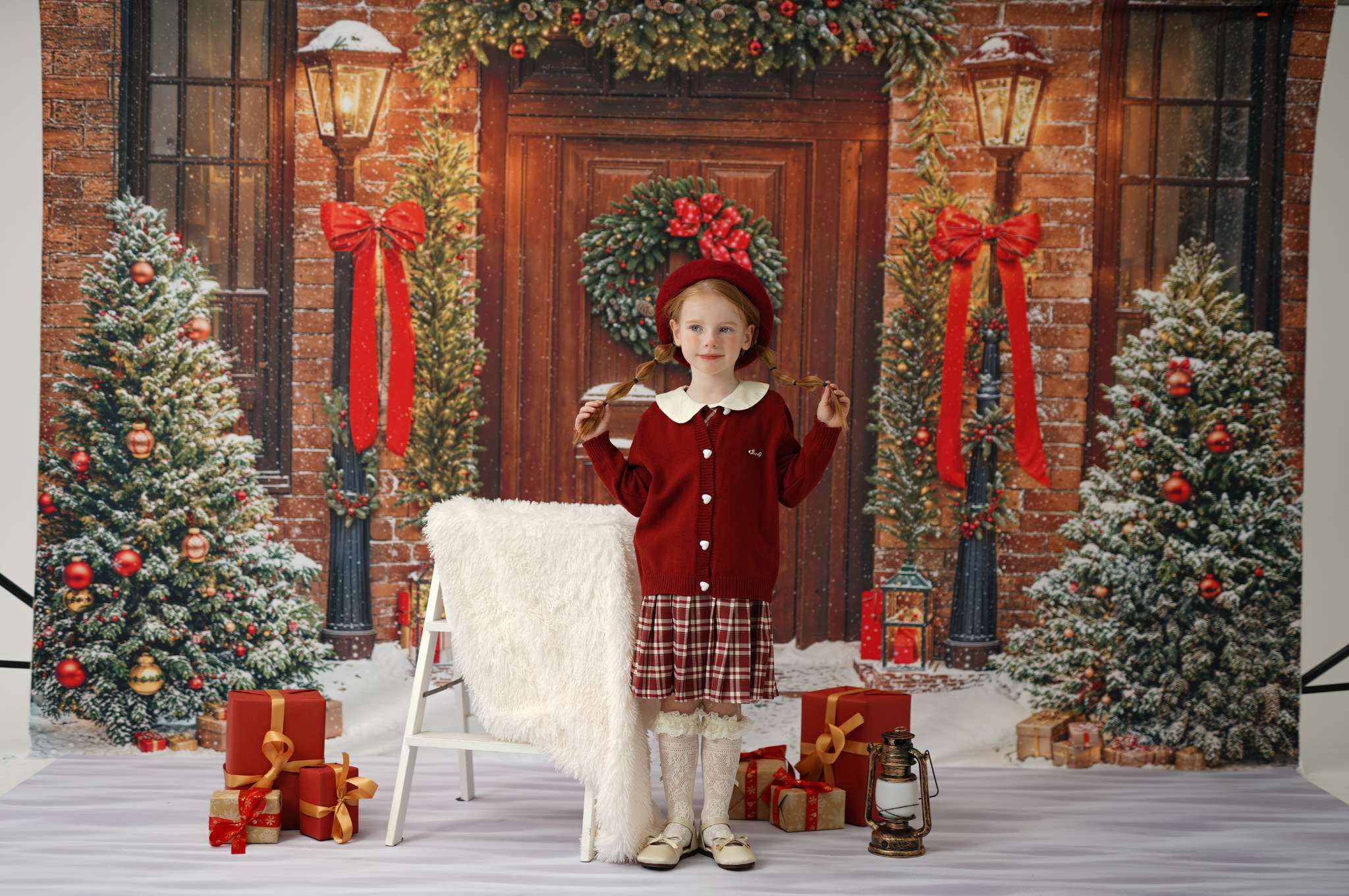 Kate Fleece Christmas Outdoor Snow Backdrop Designed by Emetselch
