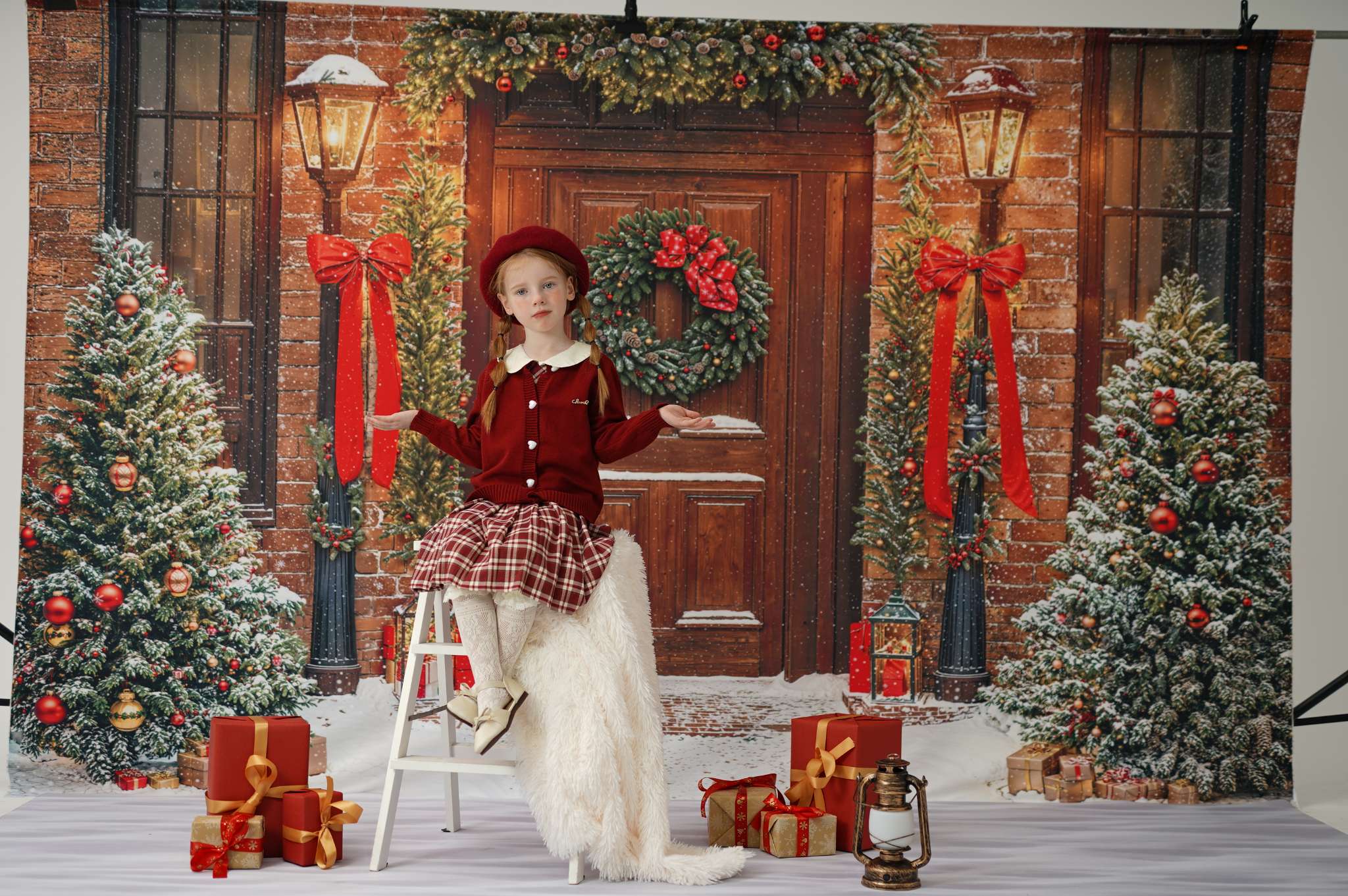 Kate Fleece Christmas Outdoor Snow Backdrop Designed by Emetselch