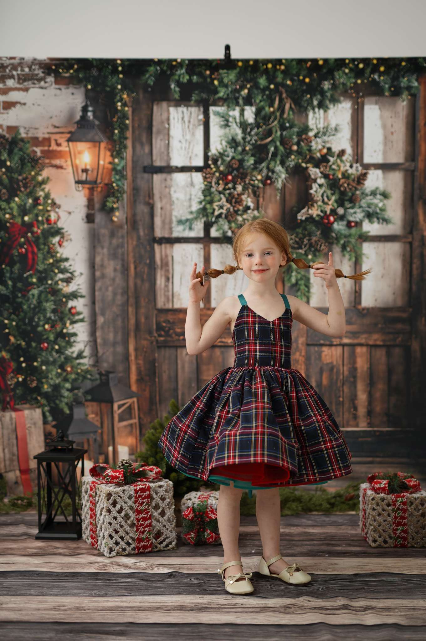 Kate Fleece Christmas Tree Wooden Door Backdrop Designed by Emetselch - Kate Backdrop AU