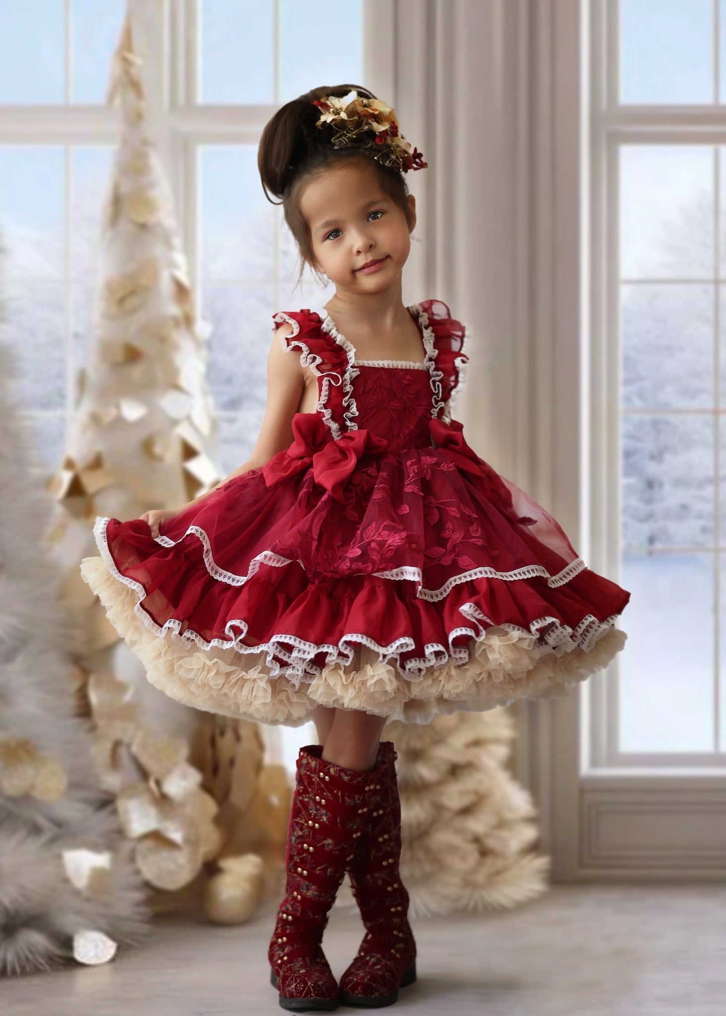 Kate Golden Christmas Tree Window Backdrop Designed by Chain Photography - Kate Backdrop AU