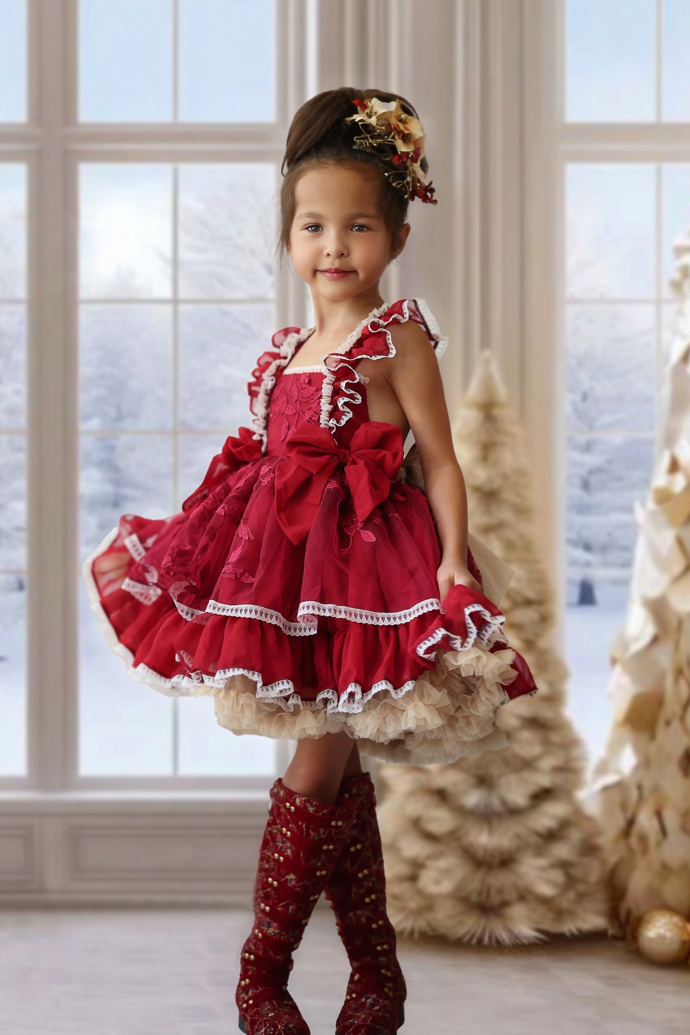 Kate Golden Christmas Tree Window Backdrop Designed by Chain Photography - Kate Backdrop AU