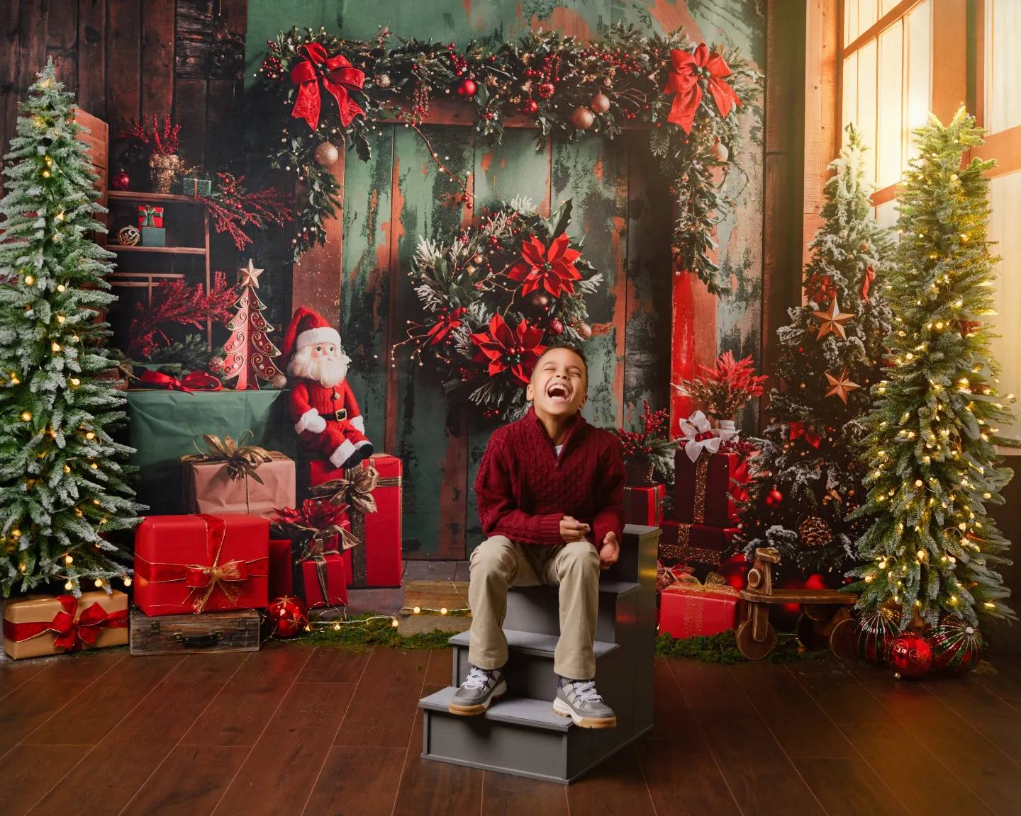Kate Green Christmas Wooden House Backdrop Designed by Emetselch - Kate Backdrop AU