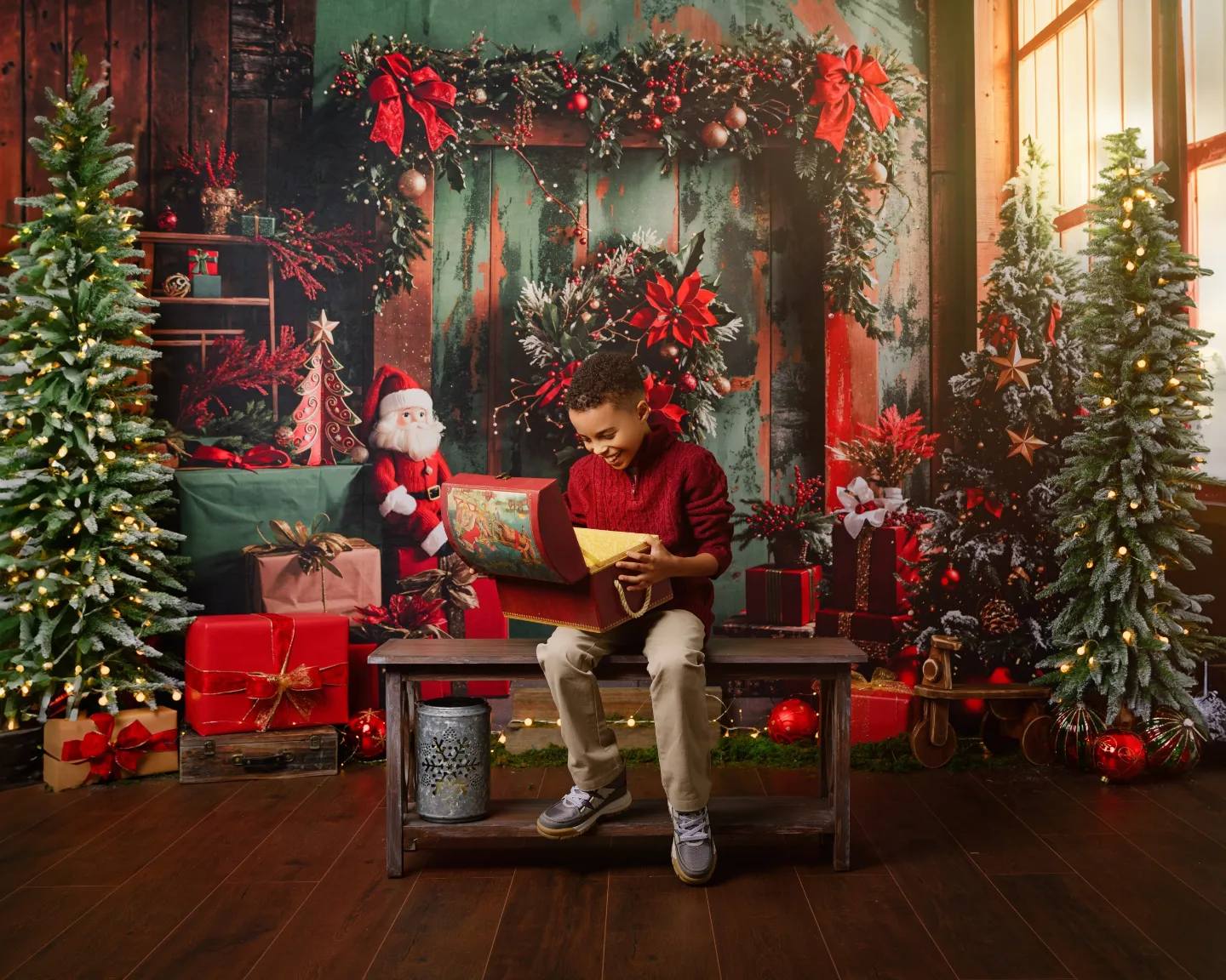 Kate Green Christmas Wooden House Backdrop Designed by Emetselch - Kate Backdrop AU