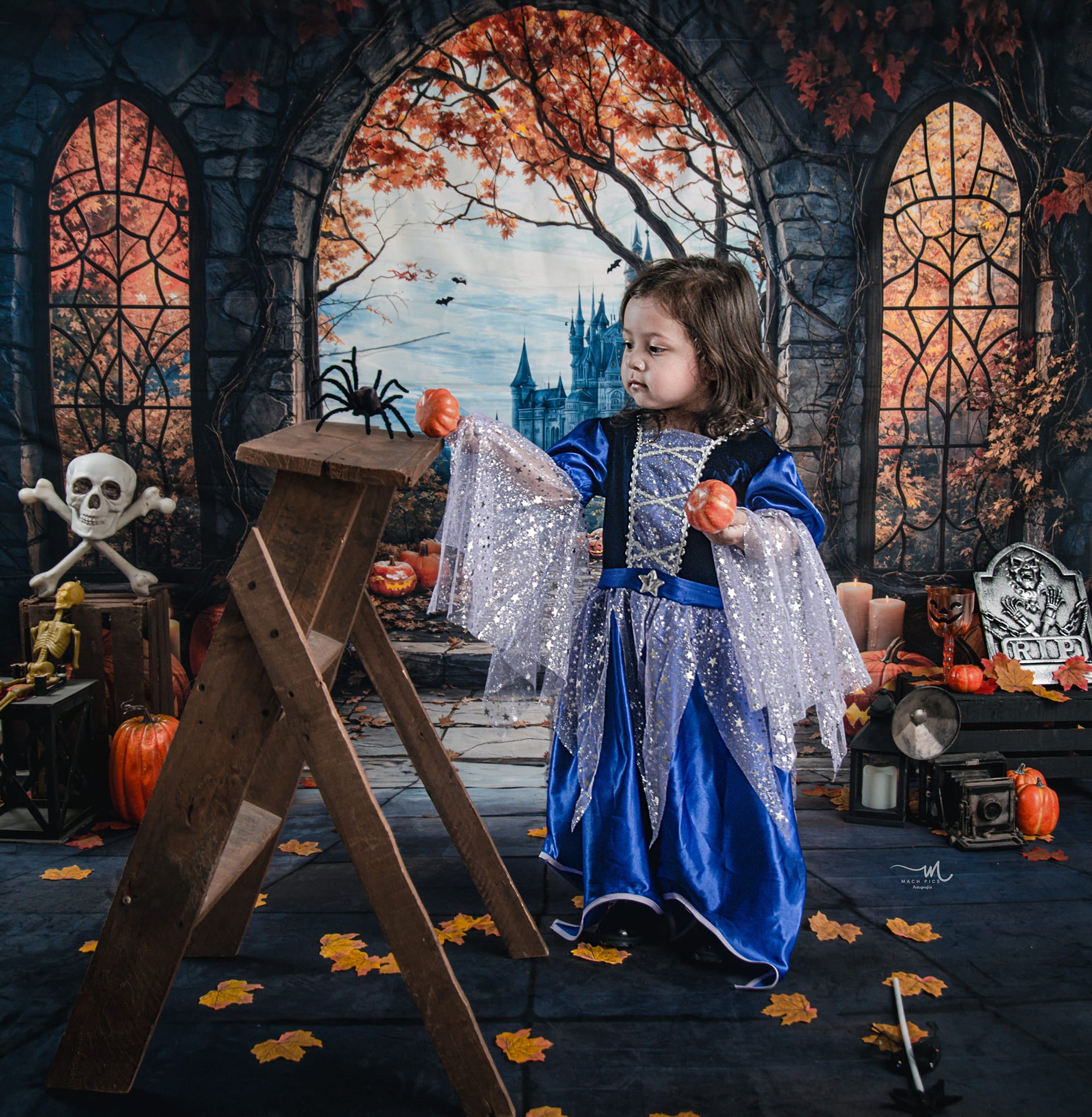 Kate Halloween Pumpkin Arch Castle Backdrop for Photography