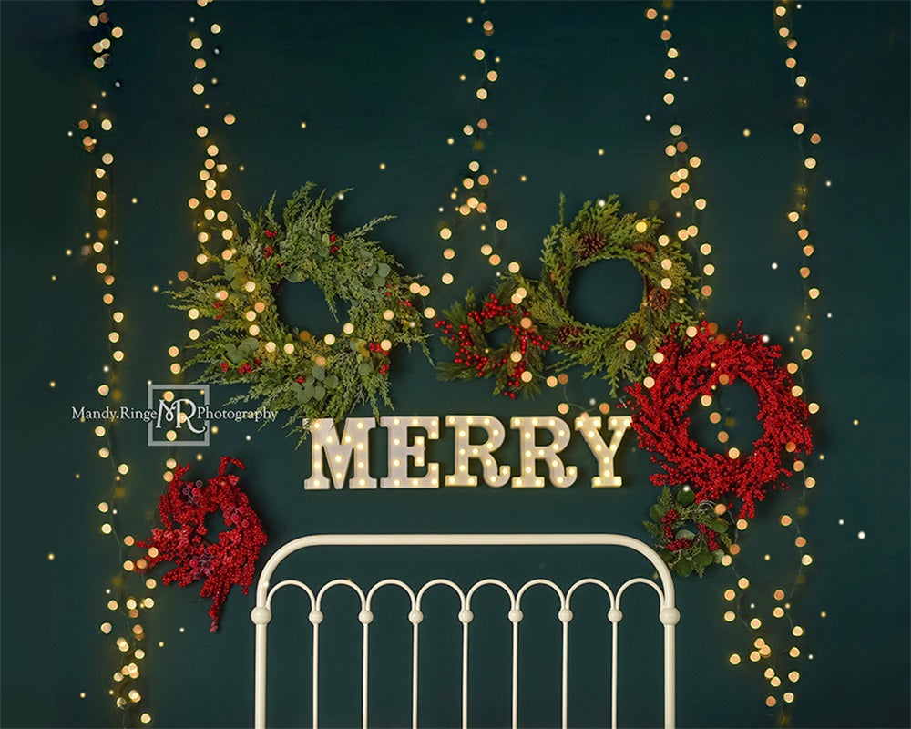 Kate Merry Christmas Fleece Backdrop Sparkle Headboard Designed By Mandy Ringe Photography - Kate Backdrop AU