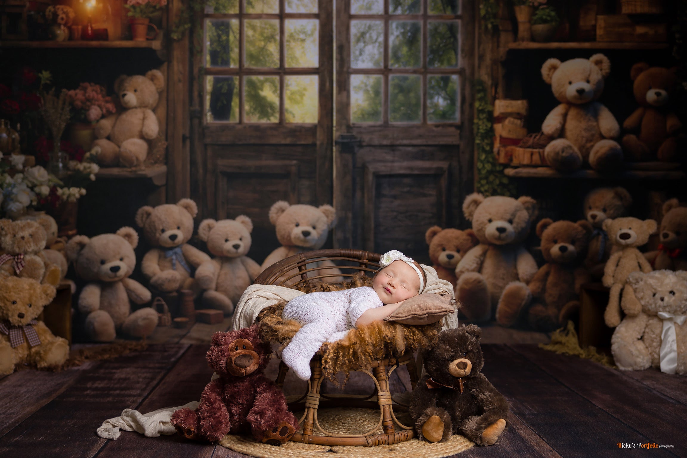 Kate Spring Bear Lantern Cabin Backdrop Designed by Emetselch - Kate Backdrop AU